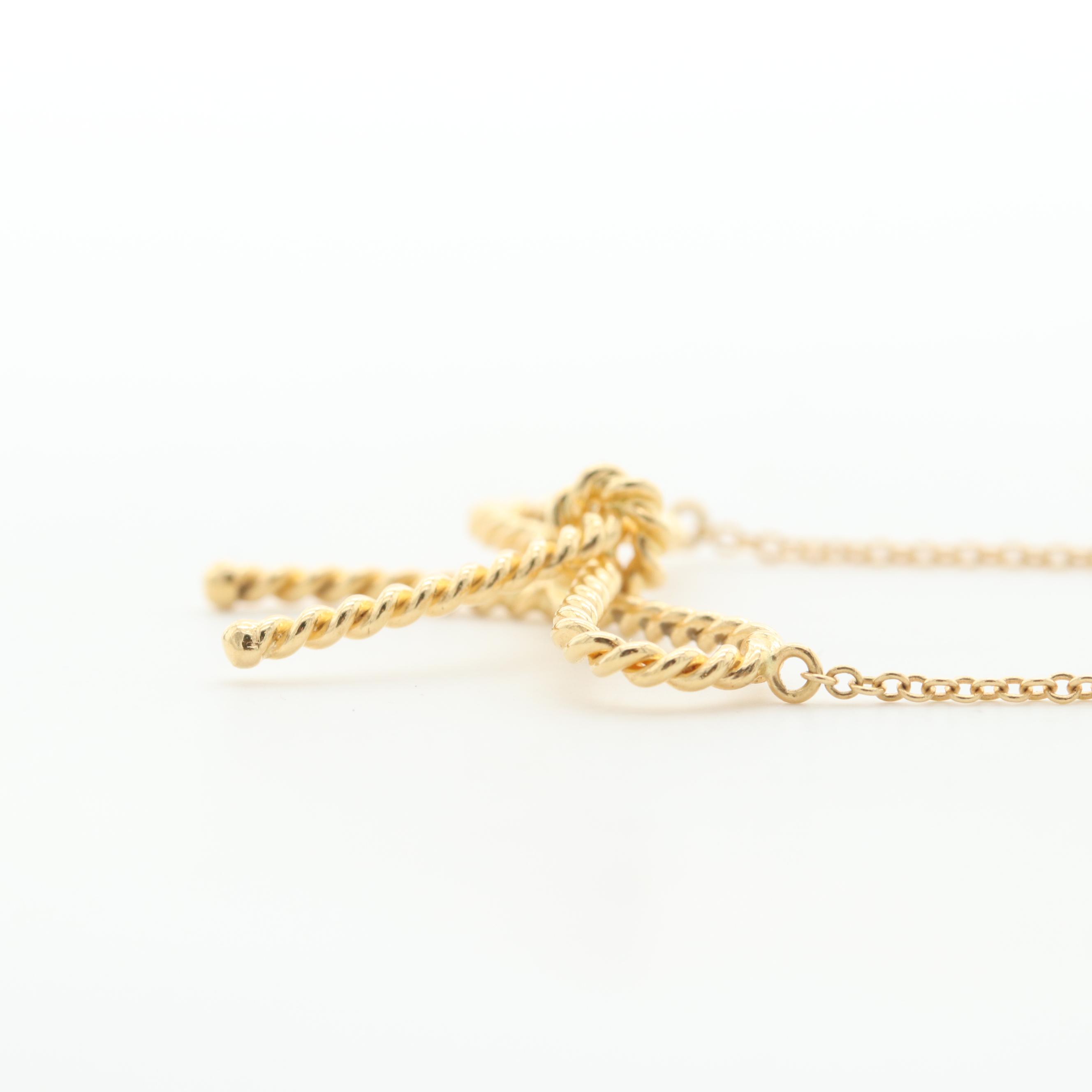Tiffany & Co. 18K Yellow Gold Twisted Bow Necklace