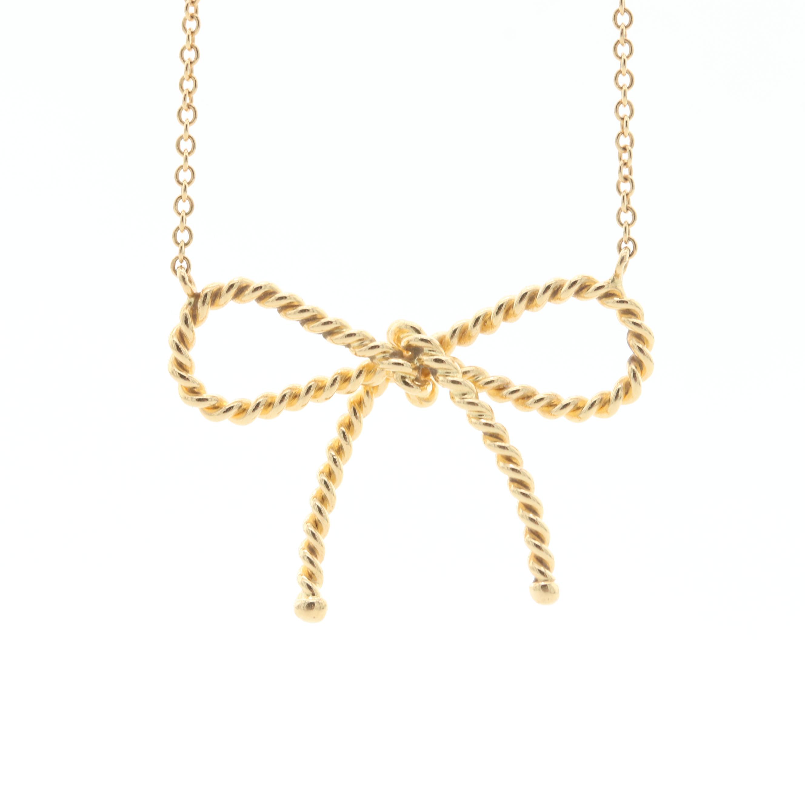 Tiffany & Co. 18K Yellow Gold Twisted Bow Necklace