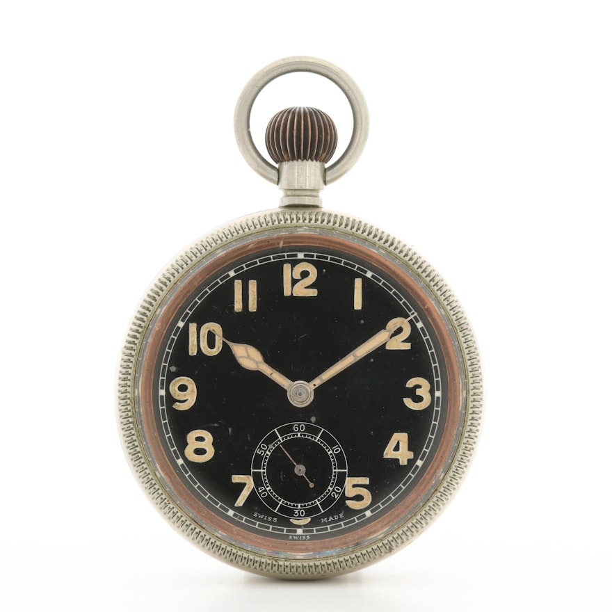 Vintage WW II British Royal Navy Issue Patent 300 Pocket Watch