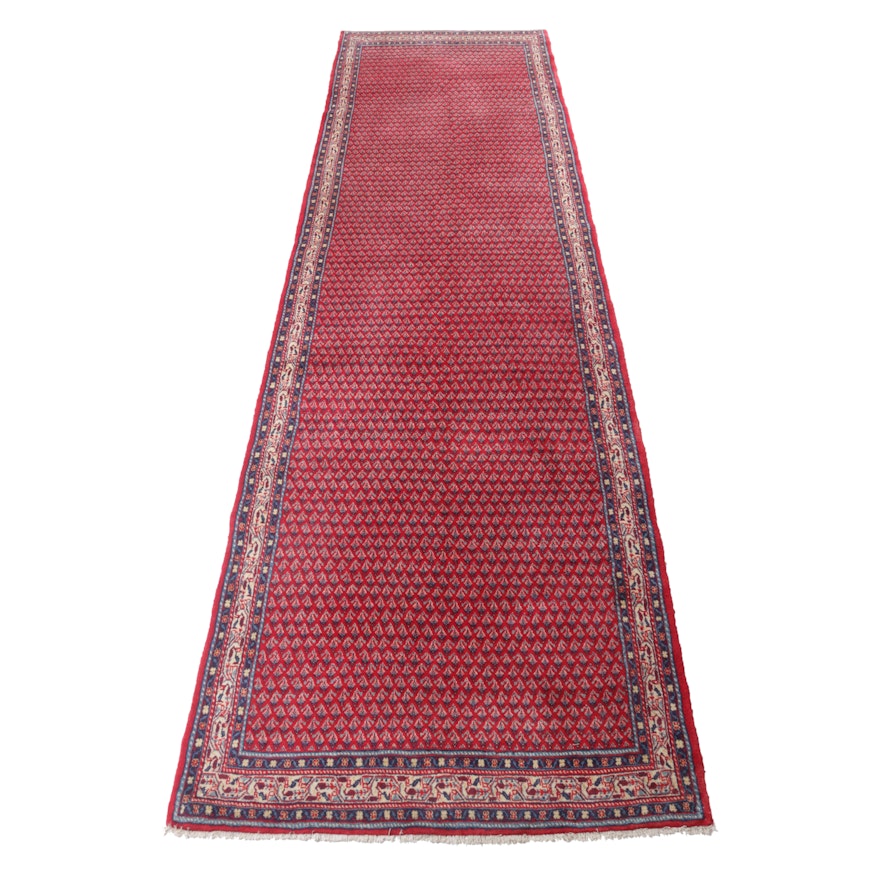 5' x 17' Hand-Knotted Persian Mir Sarouk Rug, Circa 1970s