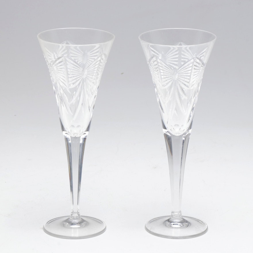 Waterford Crystal Millennium Series "Happiness" Champagne Toasting Flutes