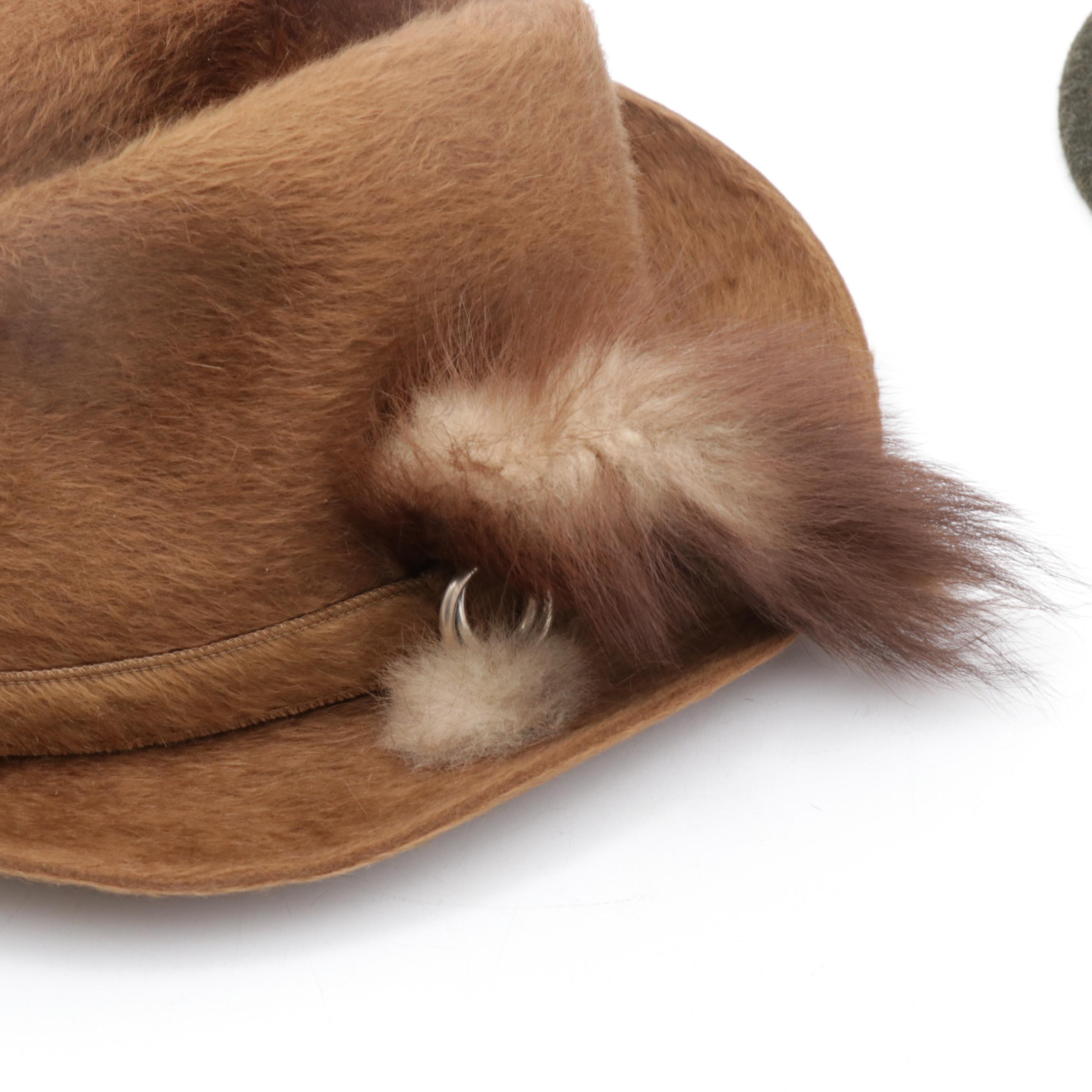 Dirndl Tirol Fedora with Swiss Horse Hair Plume Pin & Mink Plume Fedora