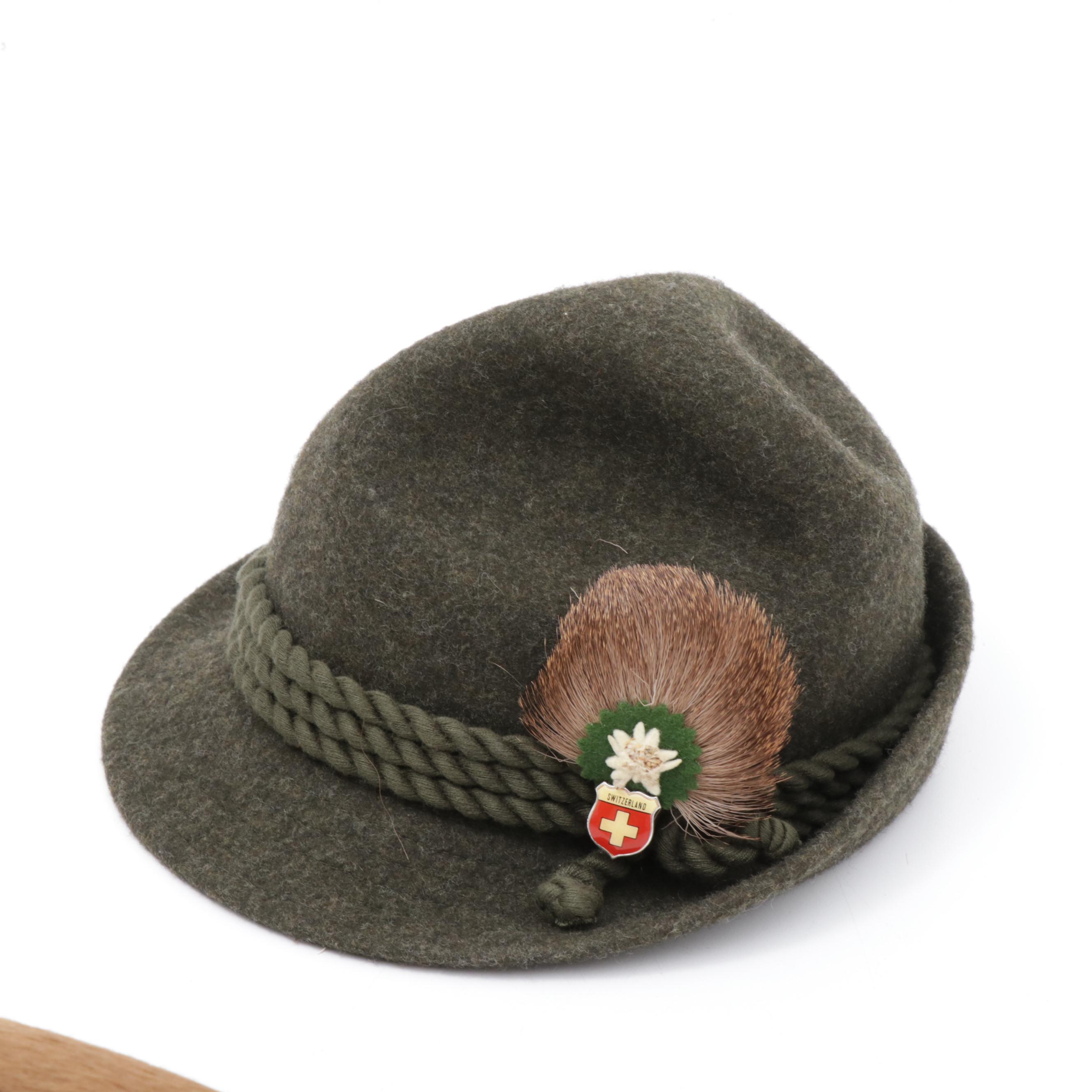 Dirndl Tirol Fedora with Swiss Horse Hair Plume Pin & Mink Plume Fedora