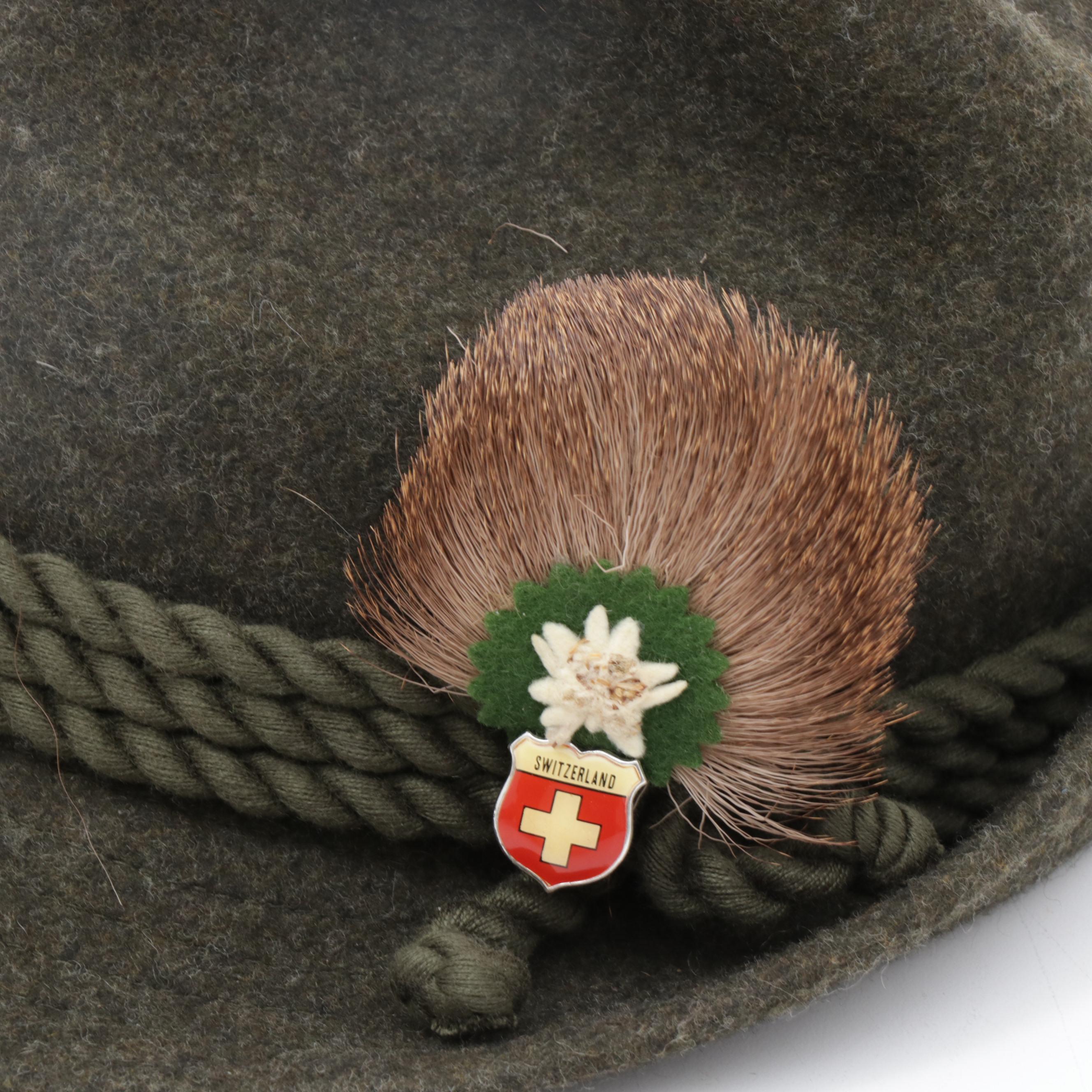 Dirndl Tirol Fedora with Swiss Horse Hair Plume Pin & Mink Plume Fedora