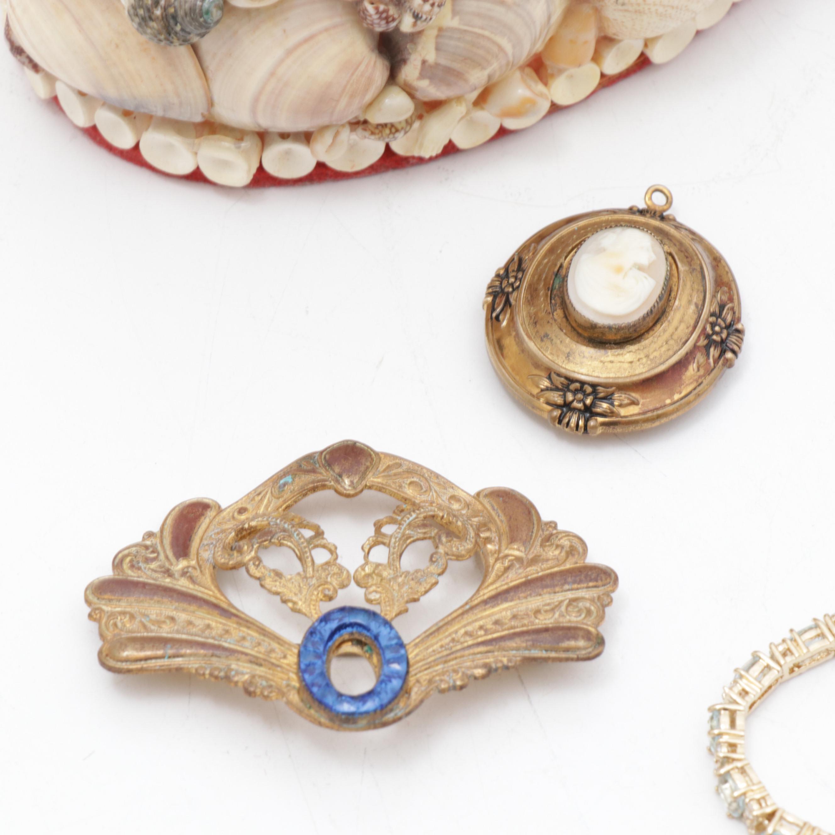 Mother of Pearl & Shell Boxes, Swarovski Crystal & Vintage Jewelry