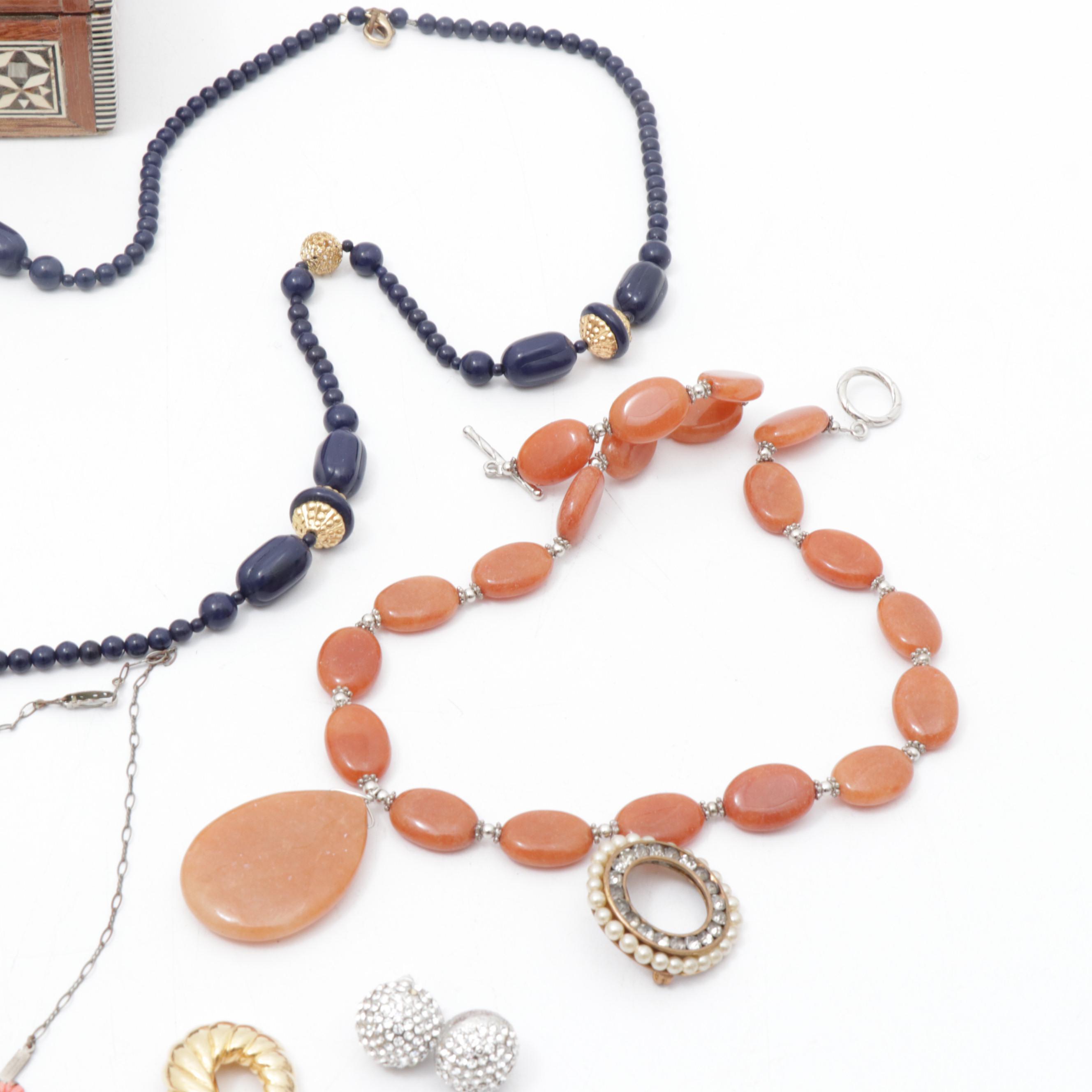 Mother of Pearl & Shell Boxes, Swarovski Crystal & Vintage Jewelry