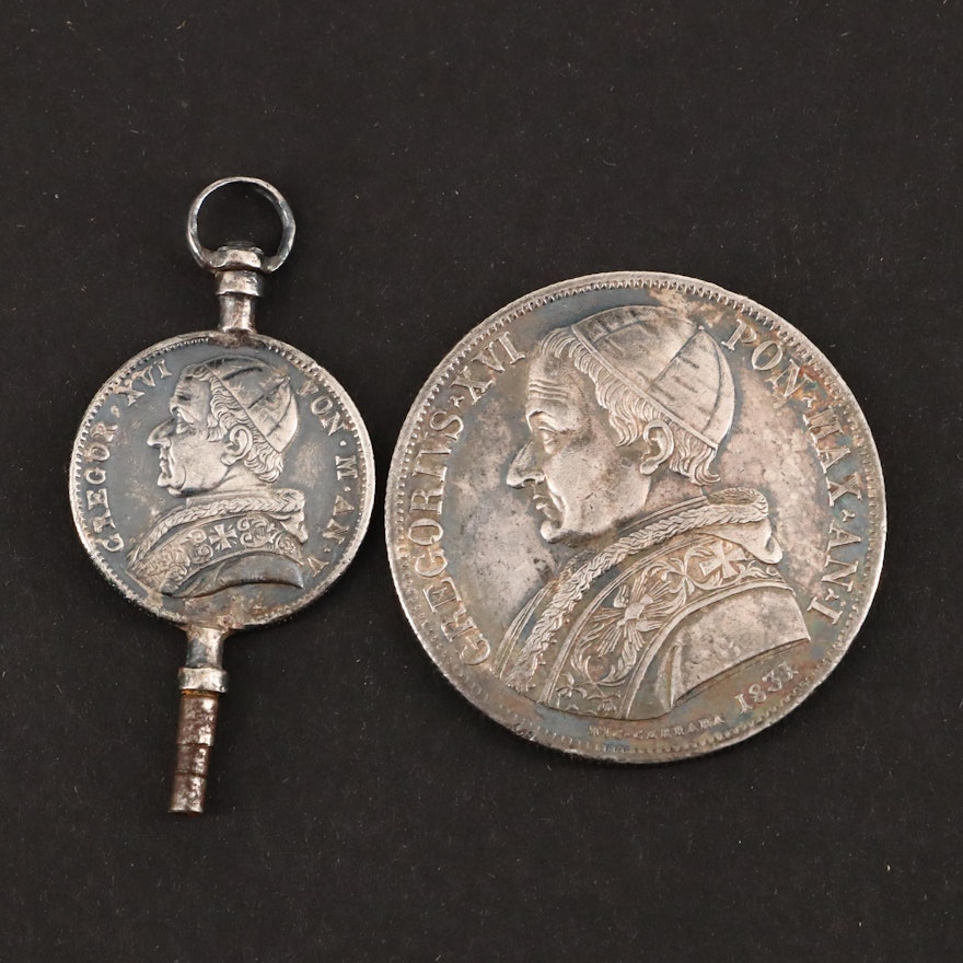 Two Papal State, Italian Silver Coins