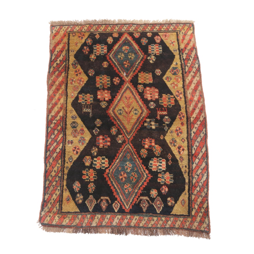 2'11 x 4'6 Hand-Knotted Antique Kurdish Caucasian Rug, circa 1920s