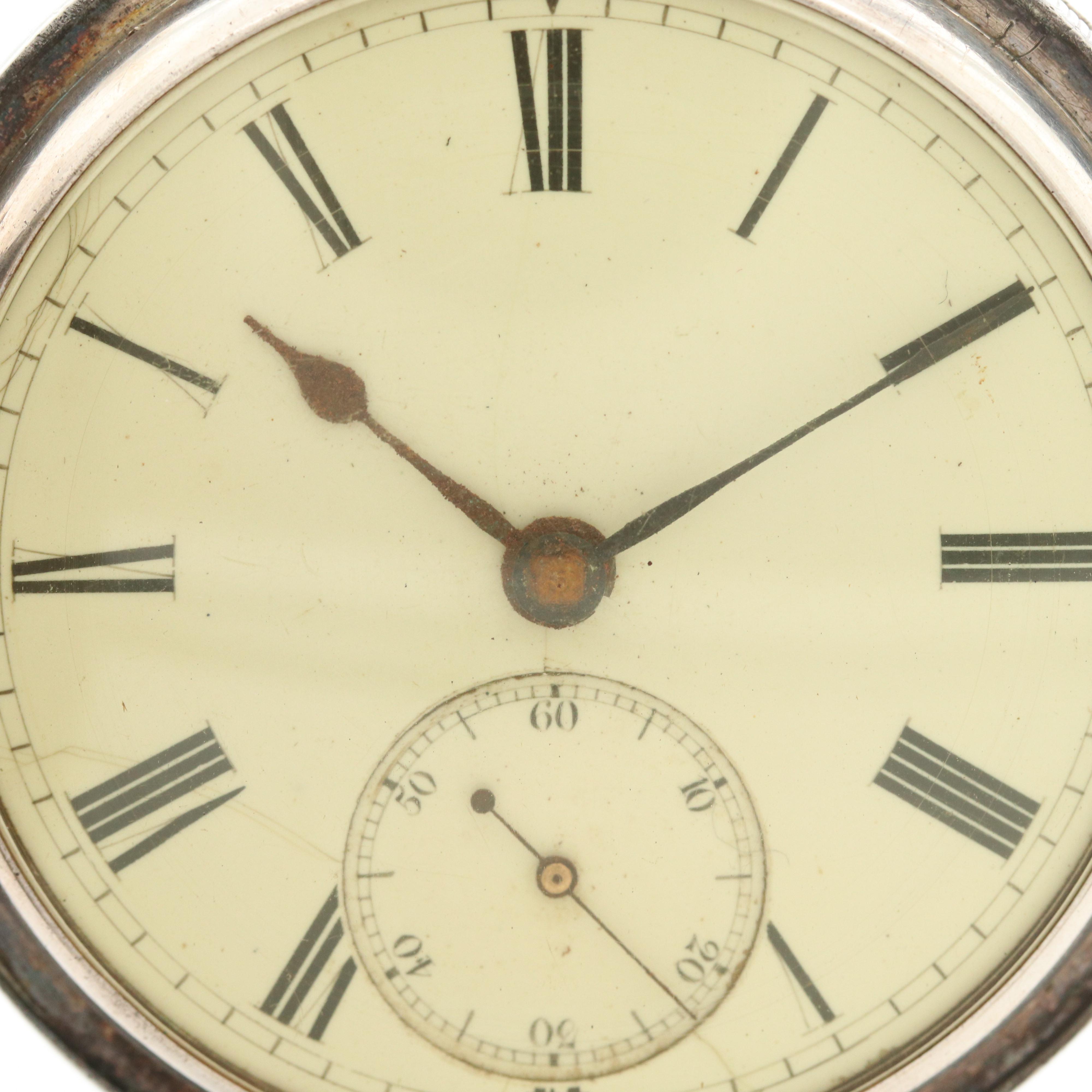 Antique William Ehrhardt Fusee Sterling Silver Hunter Case Pocket Watch