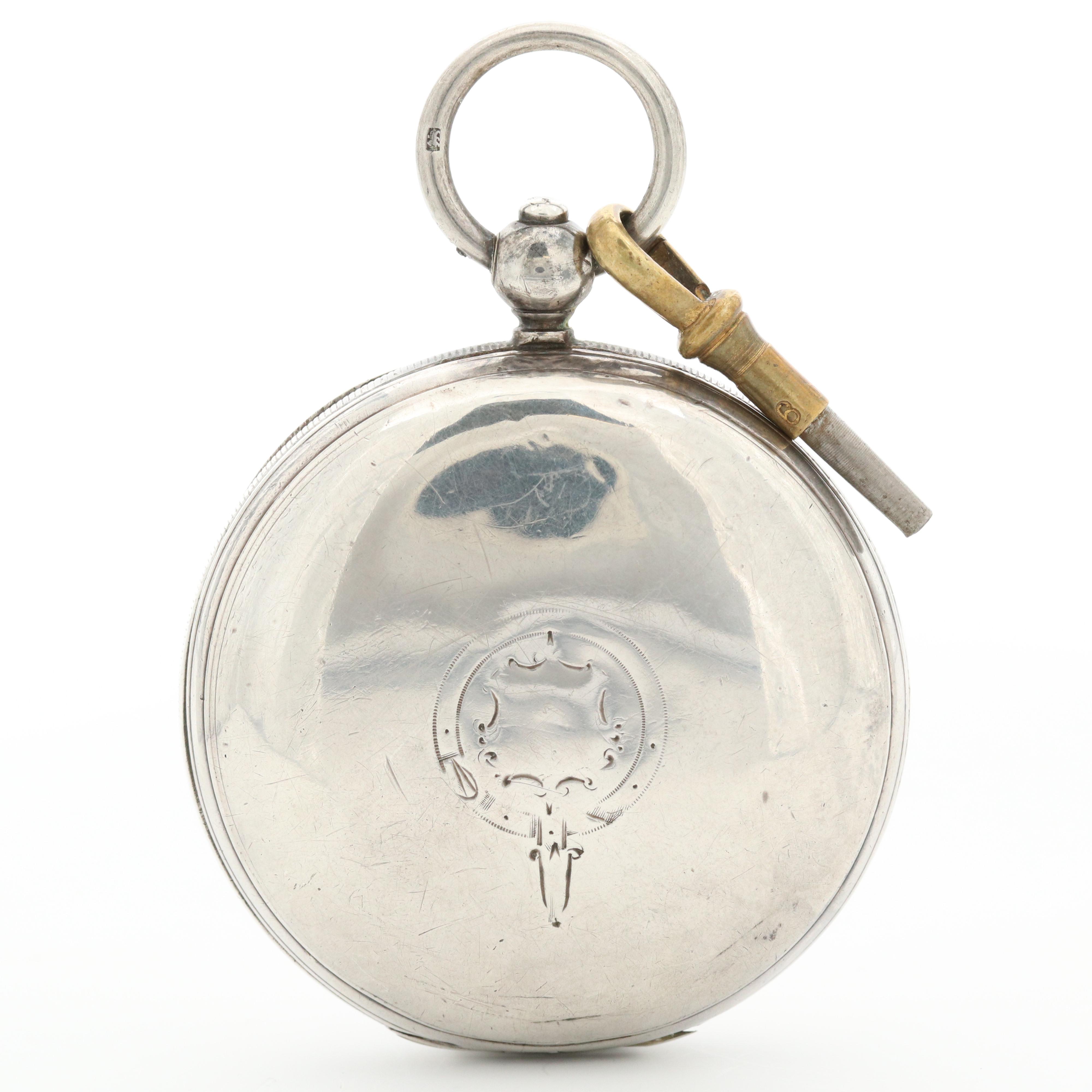 Antique William Ehrhardt Fusee Sterling Silver Hunter Case Pocket Watch