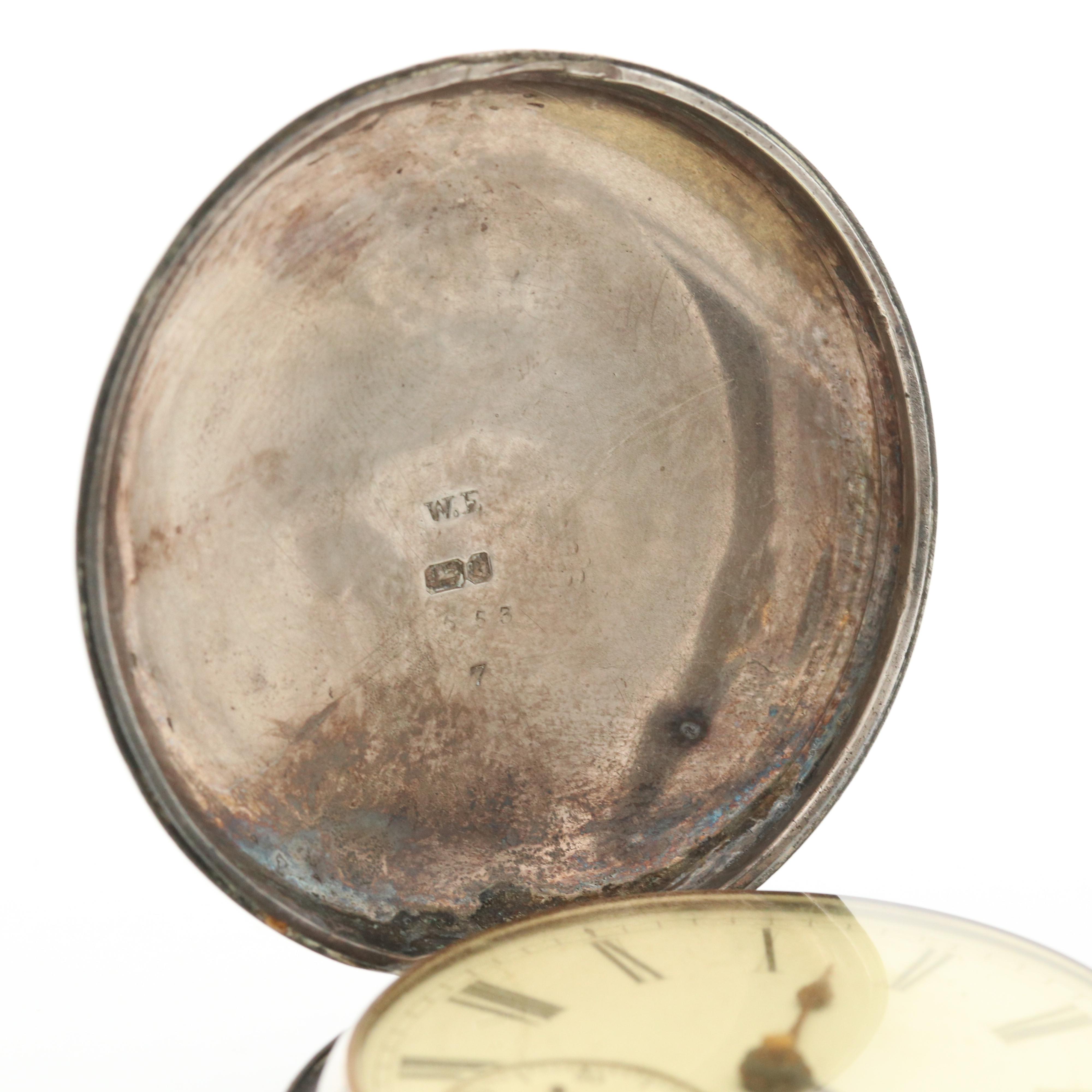 Antique William Ehrhardt Fusee Sterling Silver Hunter Case Pocket Watch