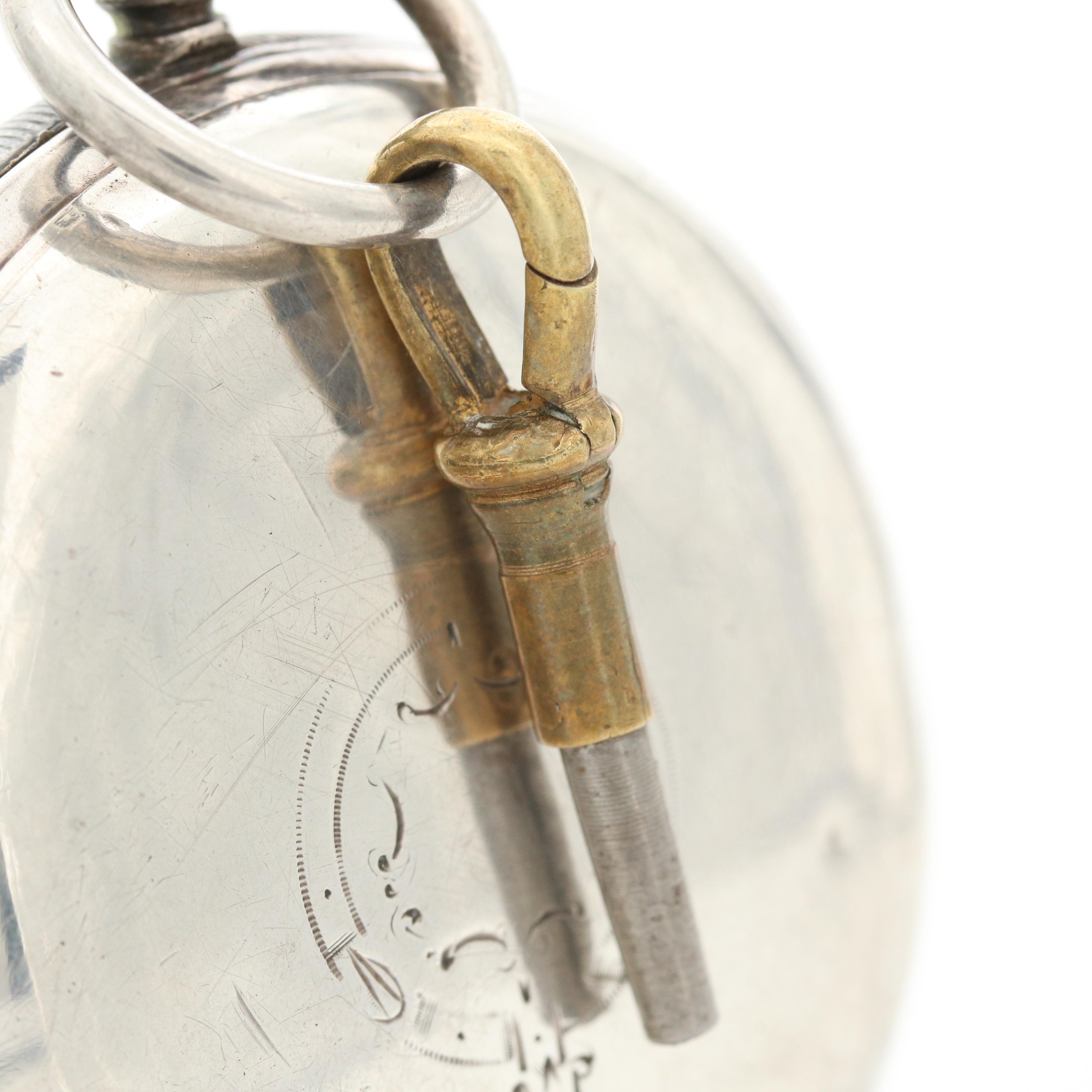 Antique William Ehrhardt Fusee Sterling Silver Hunter Case Pocket Watch