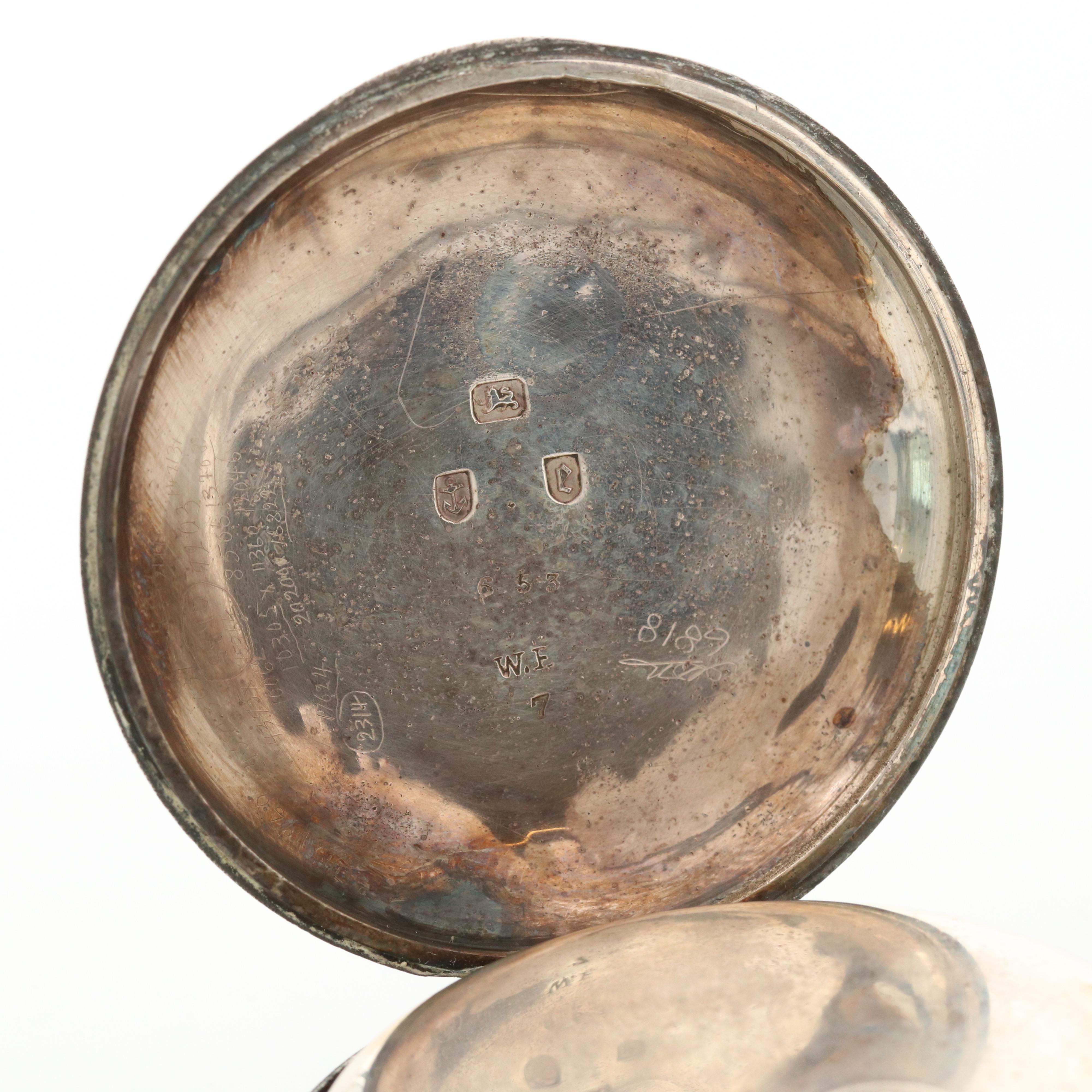 Antique William Ehrhardt Fusee Sterling Silver Hunter Case Pocket Watch