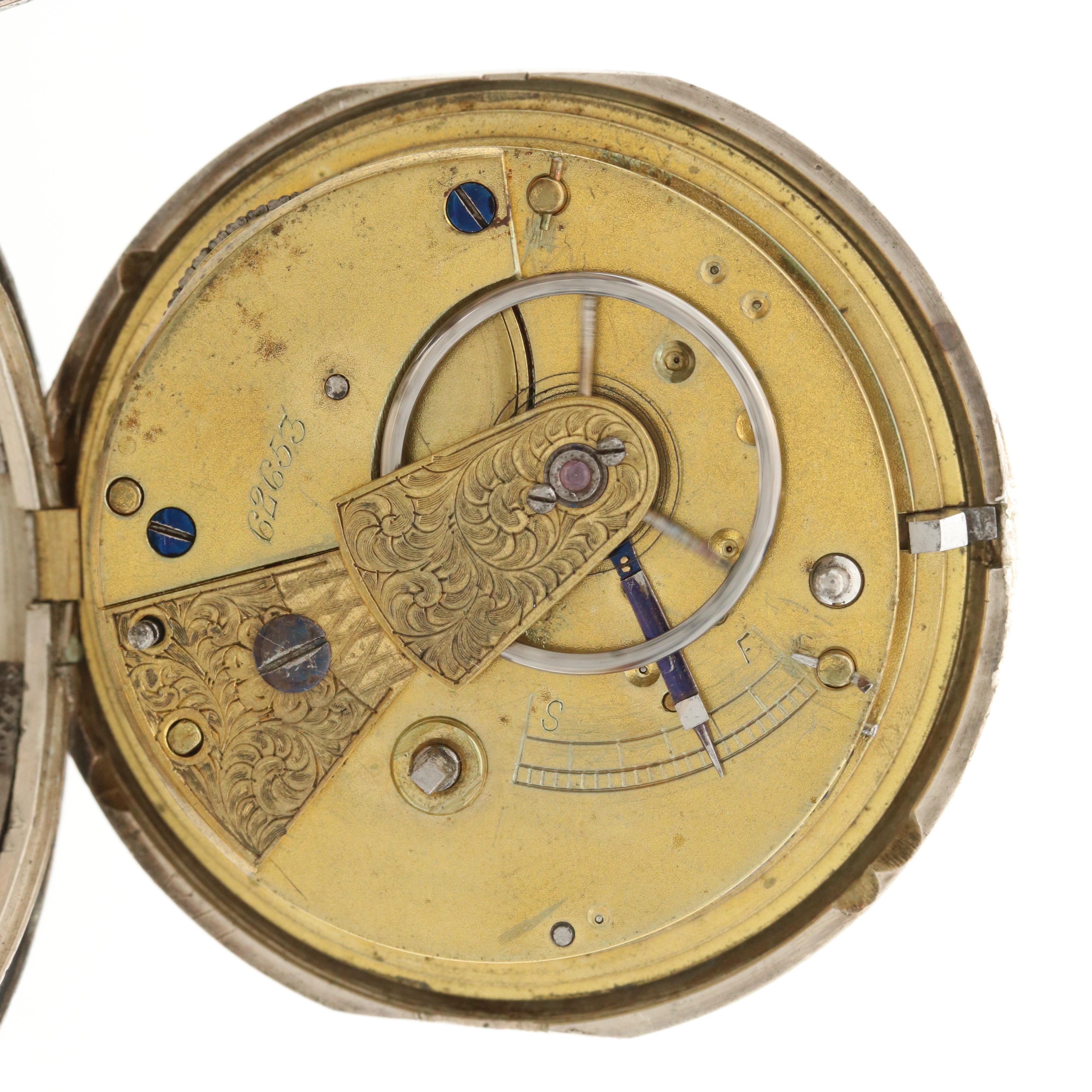 Antique William Ehrhardt Fusee Sterling Silver Hunter Case Pocket Watch