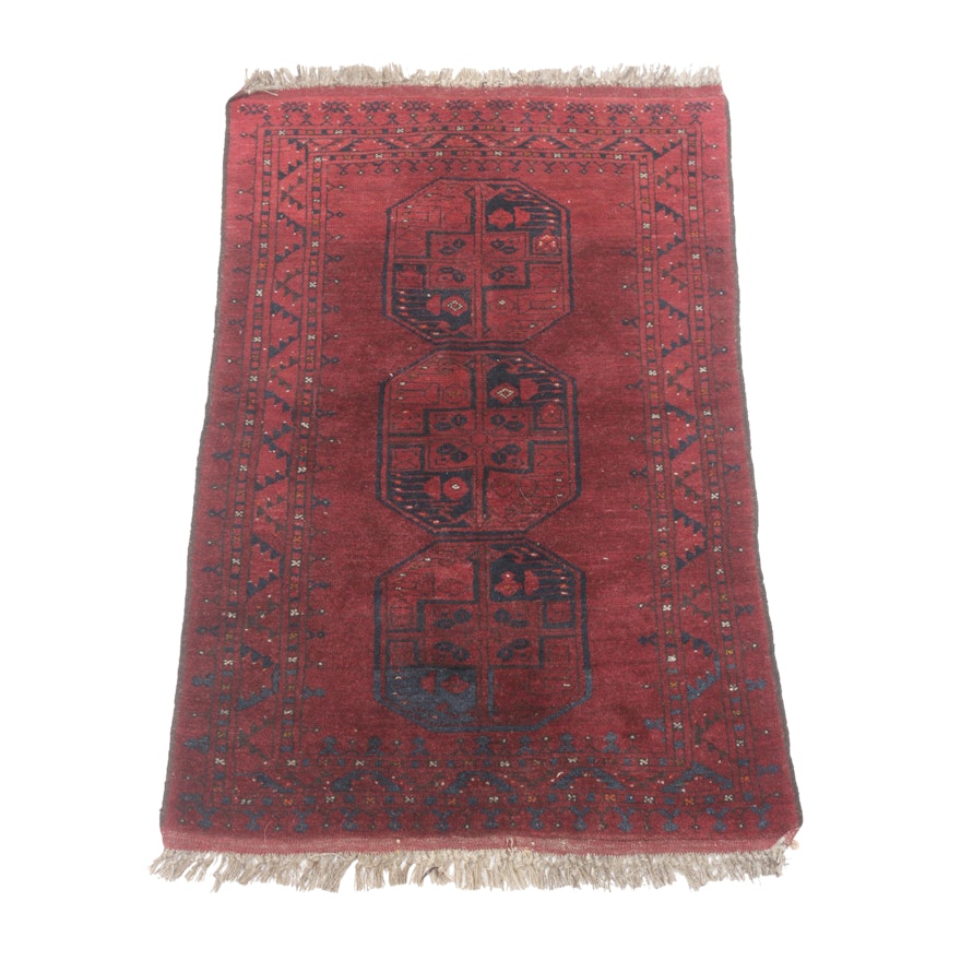 2'11 x 4'8 Hand-Knotted Afghani Turkoman Rug, circa 1970