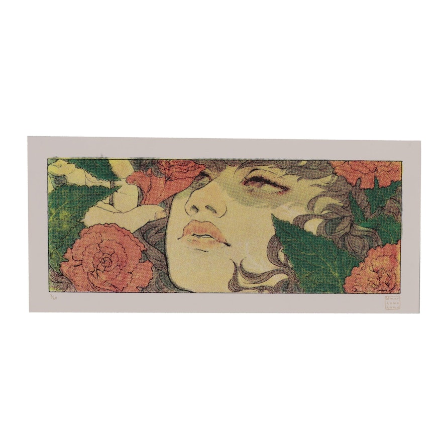 Marlowe Wesley Serigraph "'Communing with the Begonias?'"