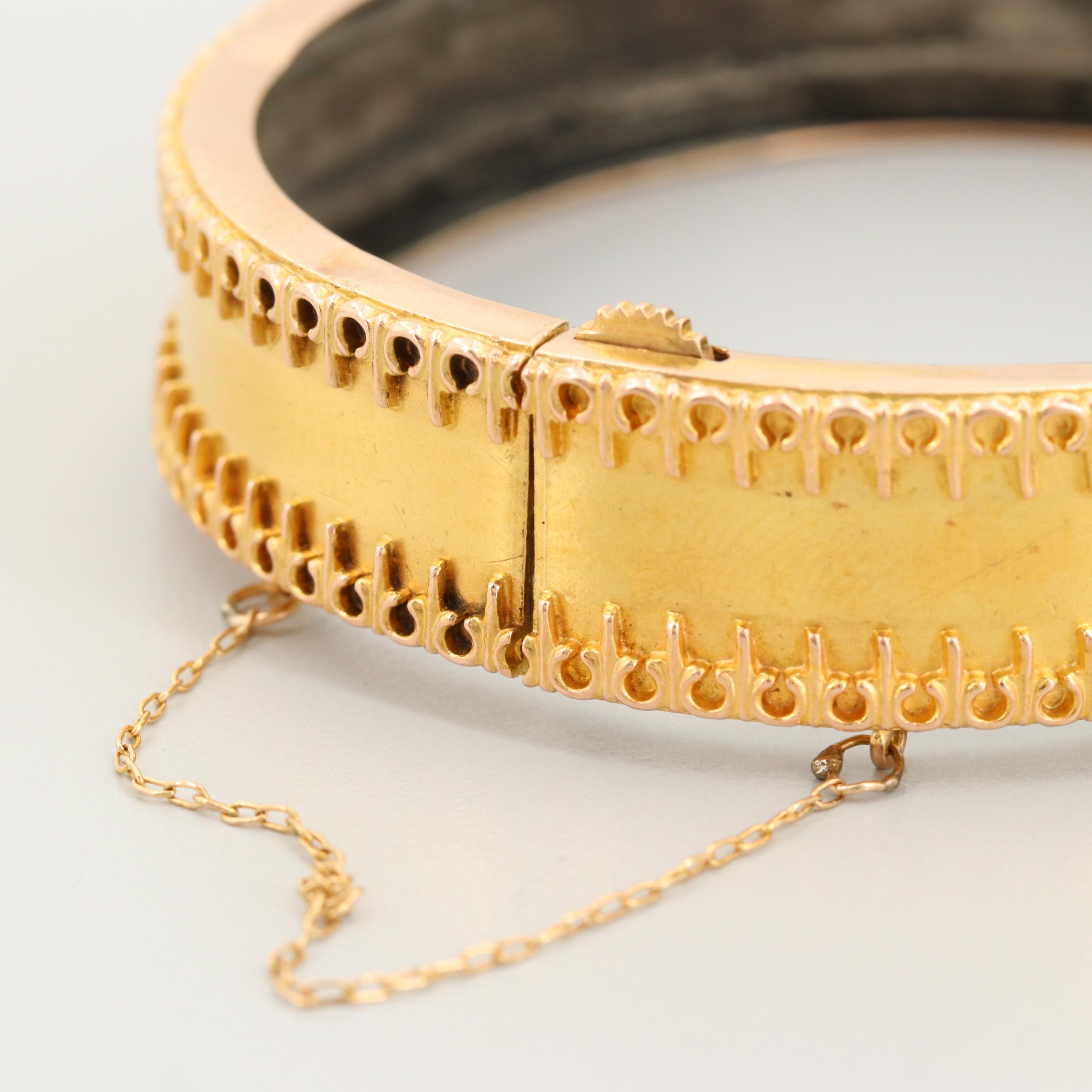 Mid Victorian Etruscan Revival 14K Yellow Gold Bracelet