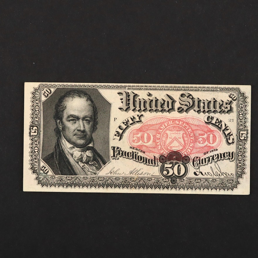 Fifth Issue Fifty Cent Fractional Currency Note with Bust of William H. Crawford