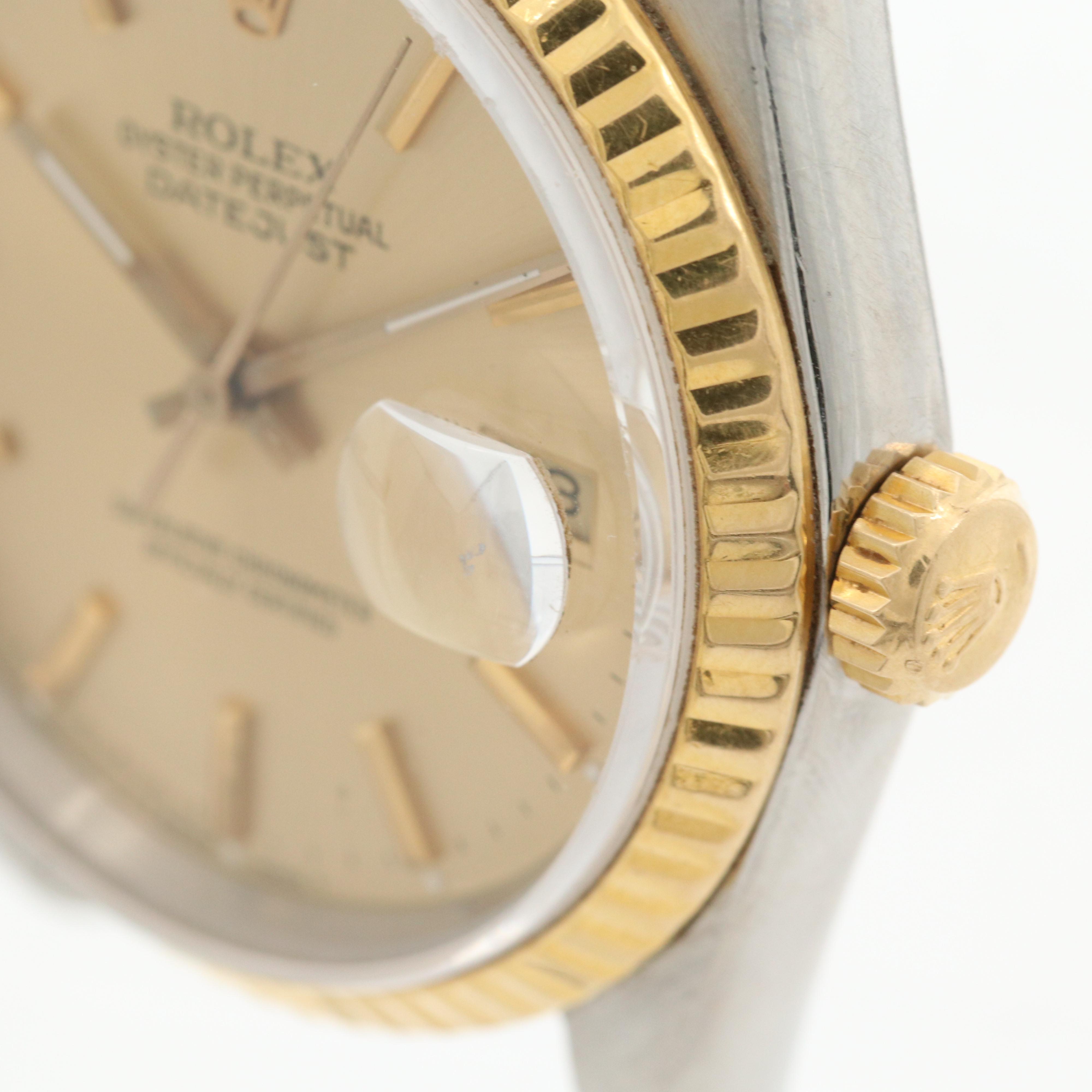 Vintage Rolex Datejust 16233 18K Gold and Stainless Steel Watch