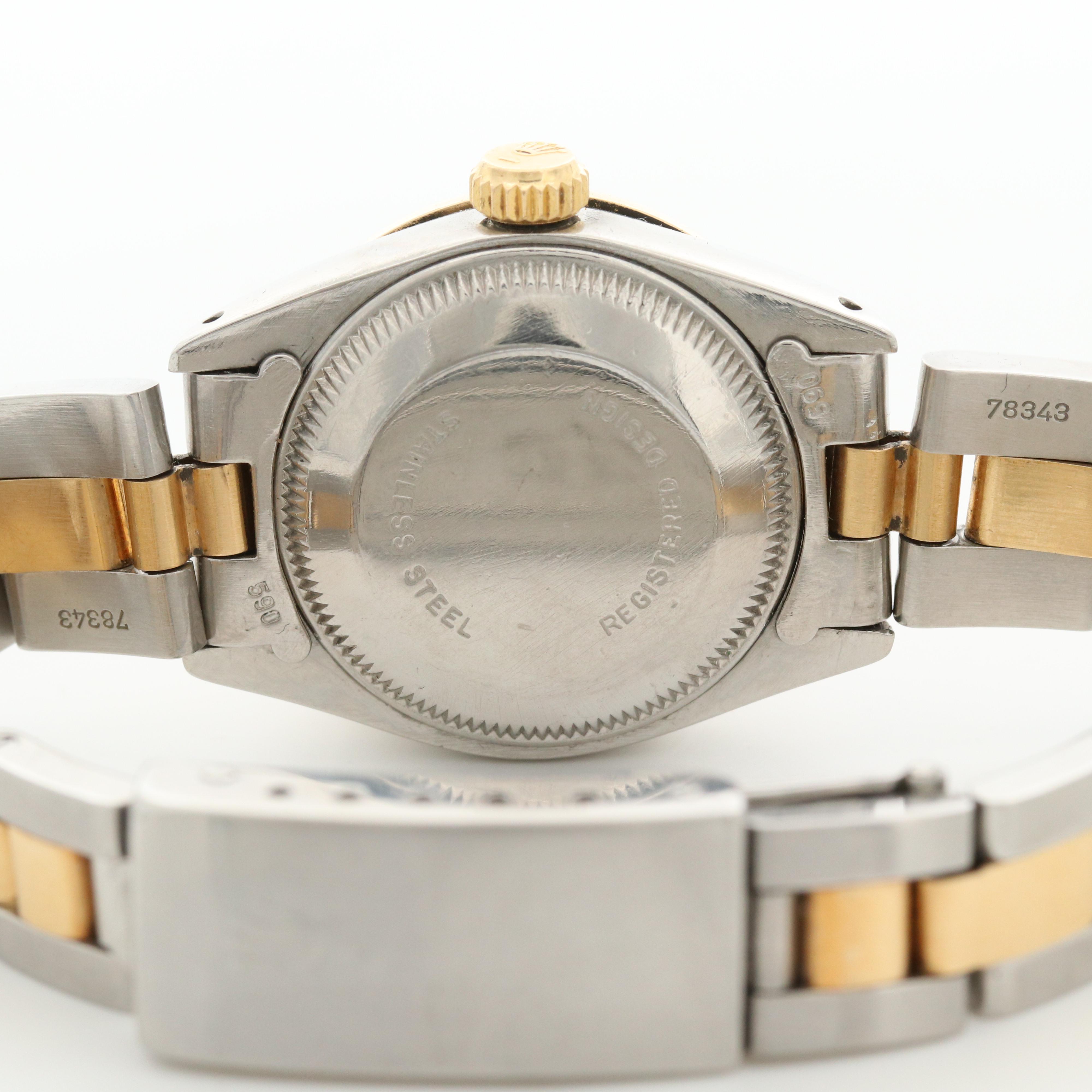 Rolex Datejust 18K Gold and Stainless Steel Watch With Diamond Bezel, 1980