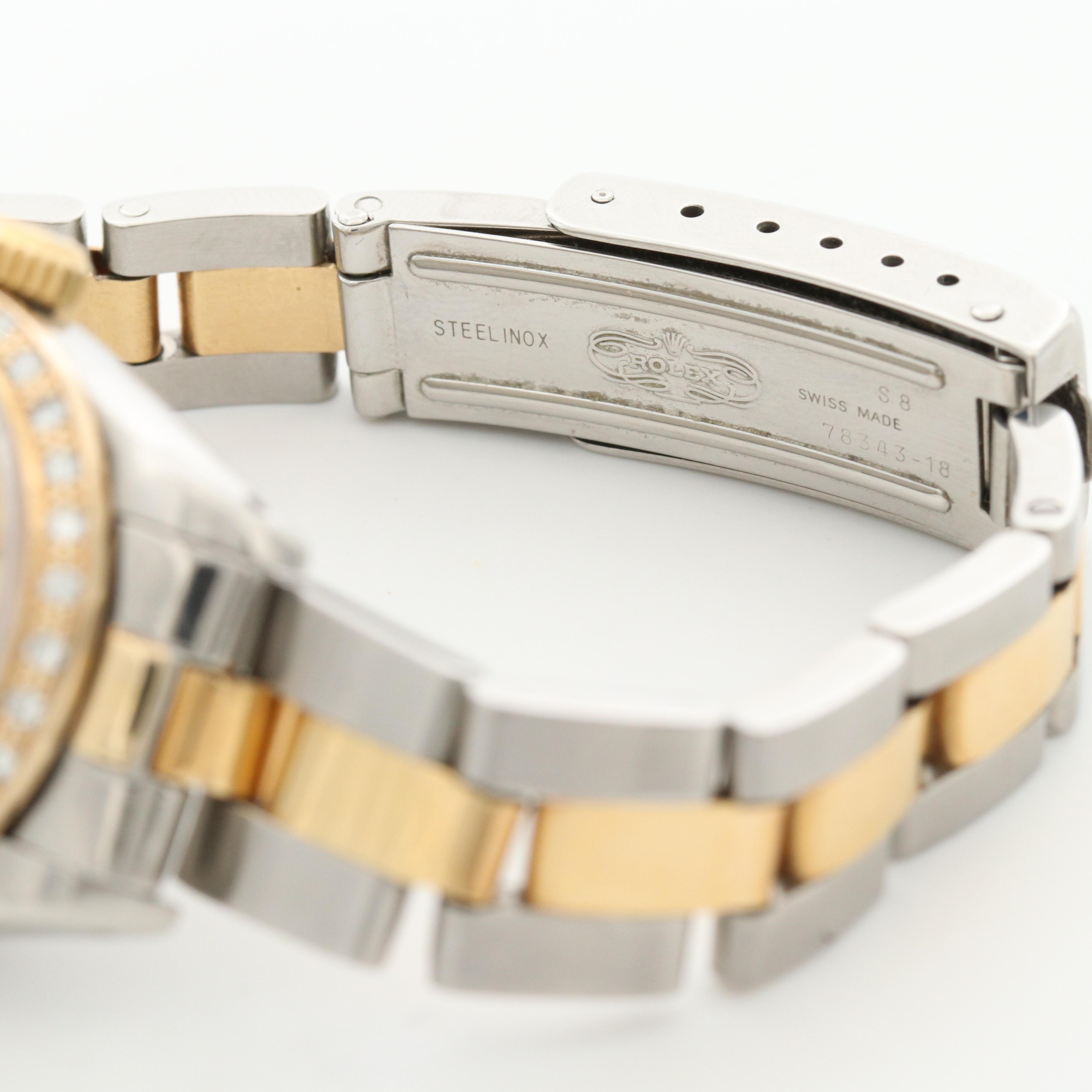 Rolex Datejust 18K Gold and Stainless Steel Watch With Diamond Bezel, 1980
