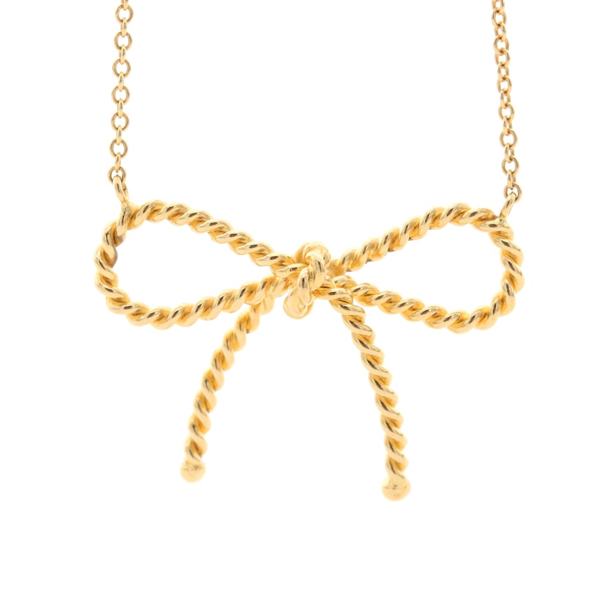 Tiffany & Co. 18K Yellow Gold Twisted Bow Necklace