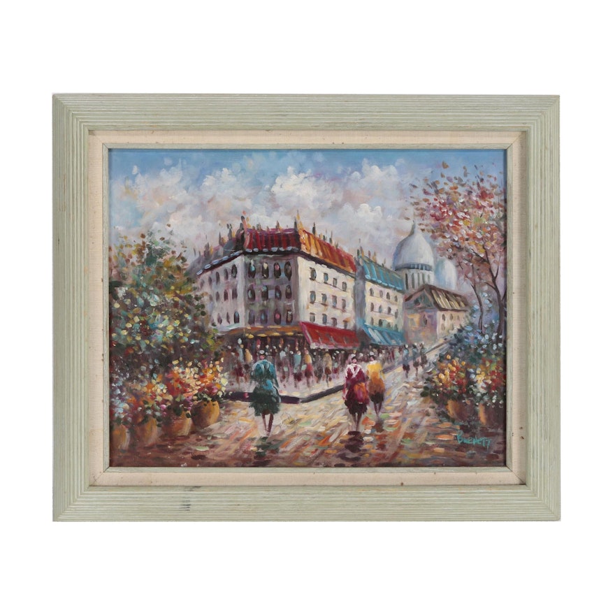 Parisian Street Scene Oil Painting