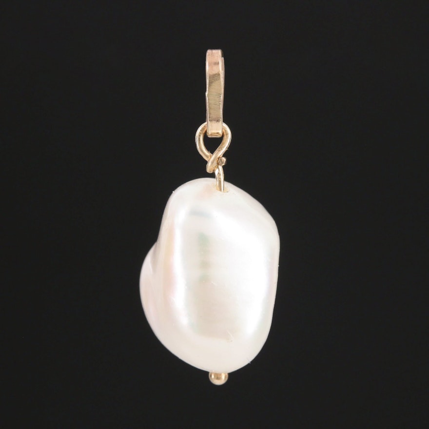 14K Yellow Gold Cultured Pearl Pendant