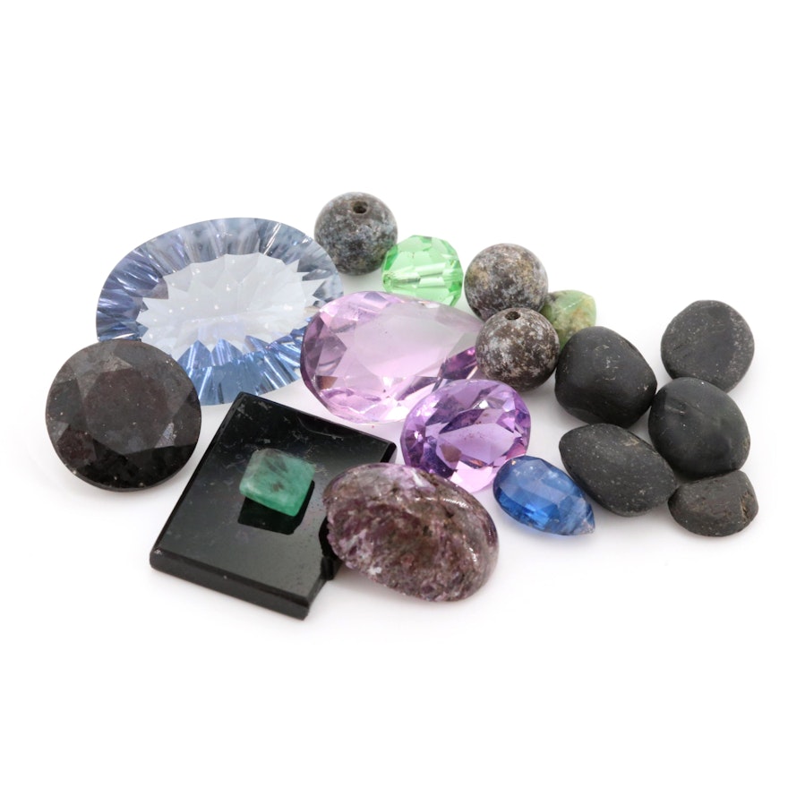 Loose 45.70 CTW Gemstones Including Amethyst and Emerald