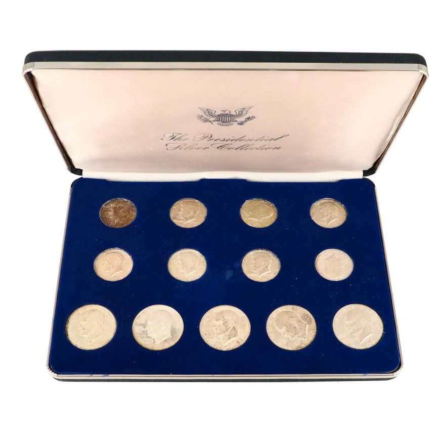 Presidential Silver Collection Featuring Thirteen Silver and Silver Clad Coins