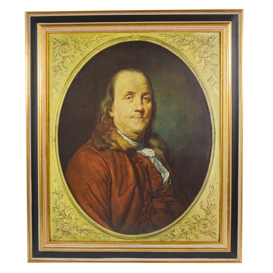 Collotype after Joseph Siffred Duplessis "Benjamin Franklin"