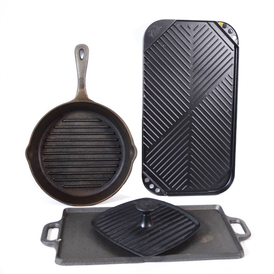 Benjamin & Medwin Cast Iron Skillet, Wolfgang Puck Bacon Press and Griddle