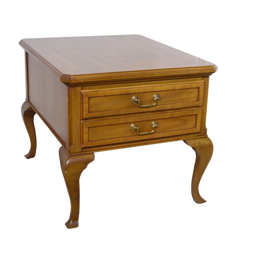 Single-Drawer Wood End Table, Mid to Late 20th Century