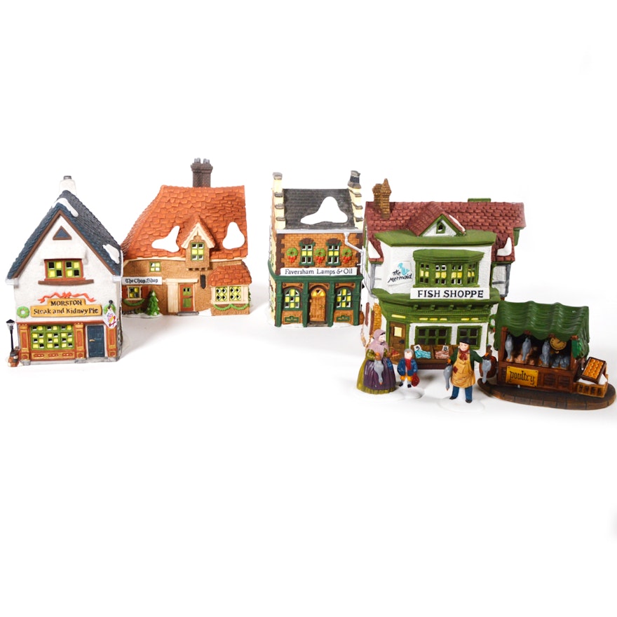 Dept. 56 Dickens' Village Series "The Mermaid Fish Shoppe" and Other Businesses
