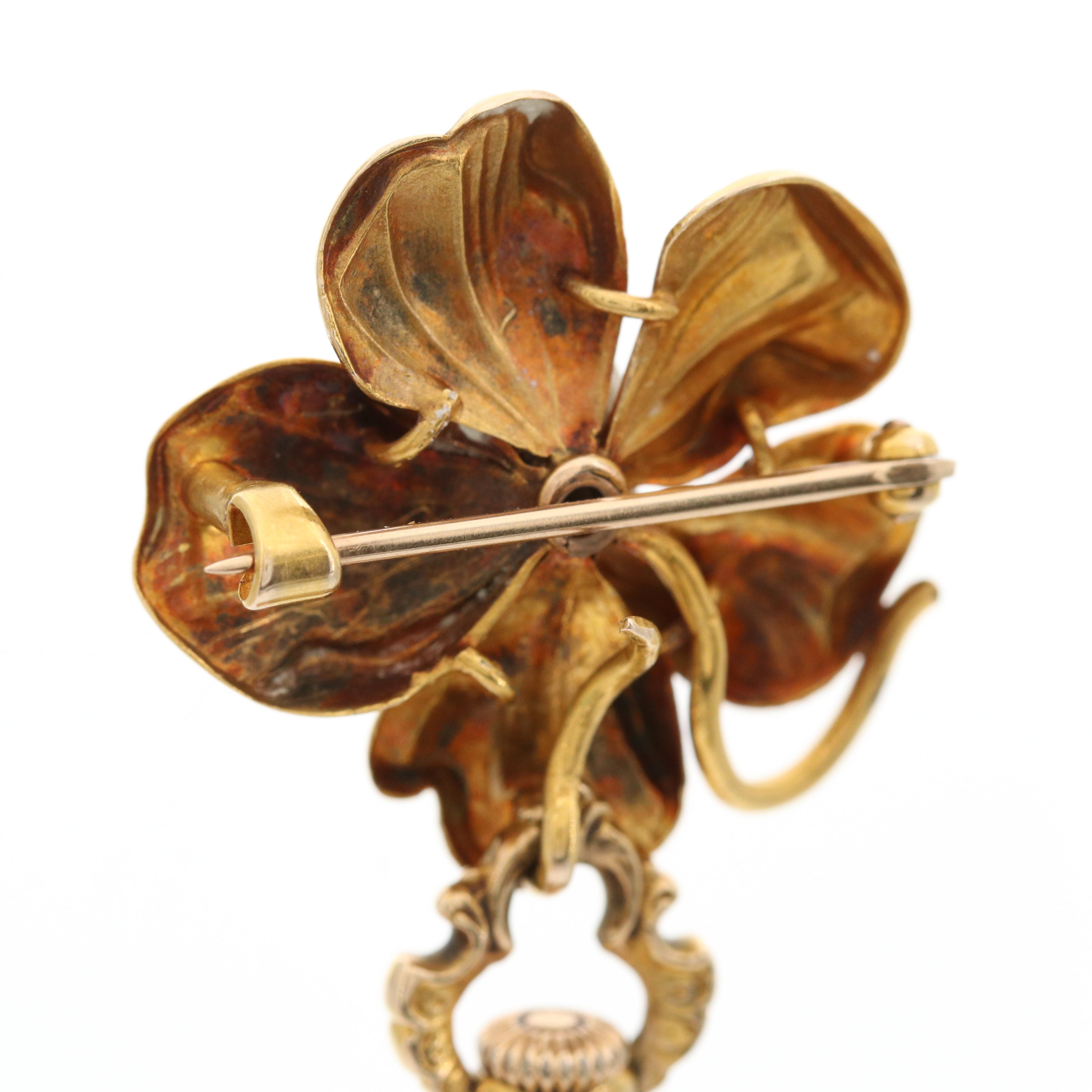 Vintage Swiss 18K Gold and Diamond Convertible Pocket Watch