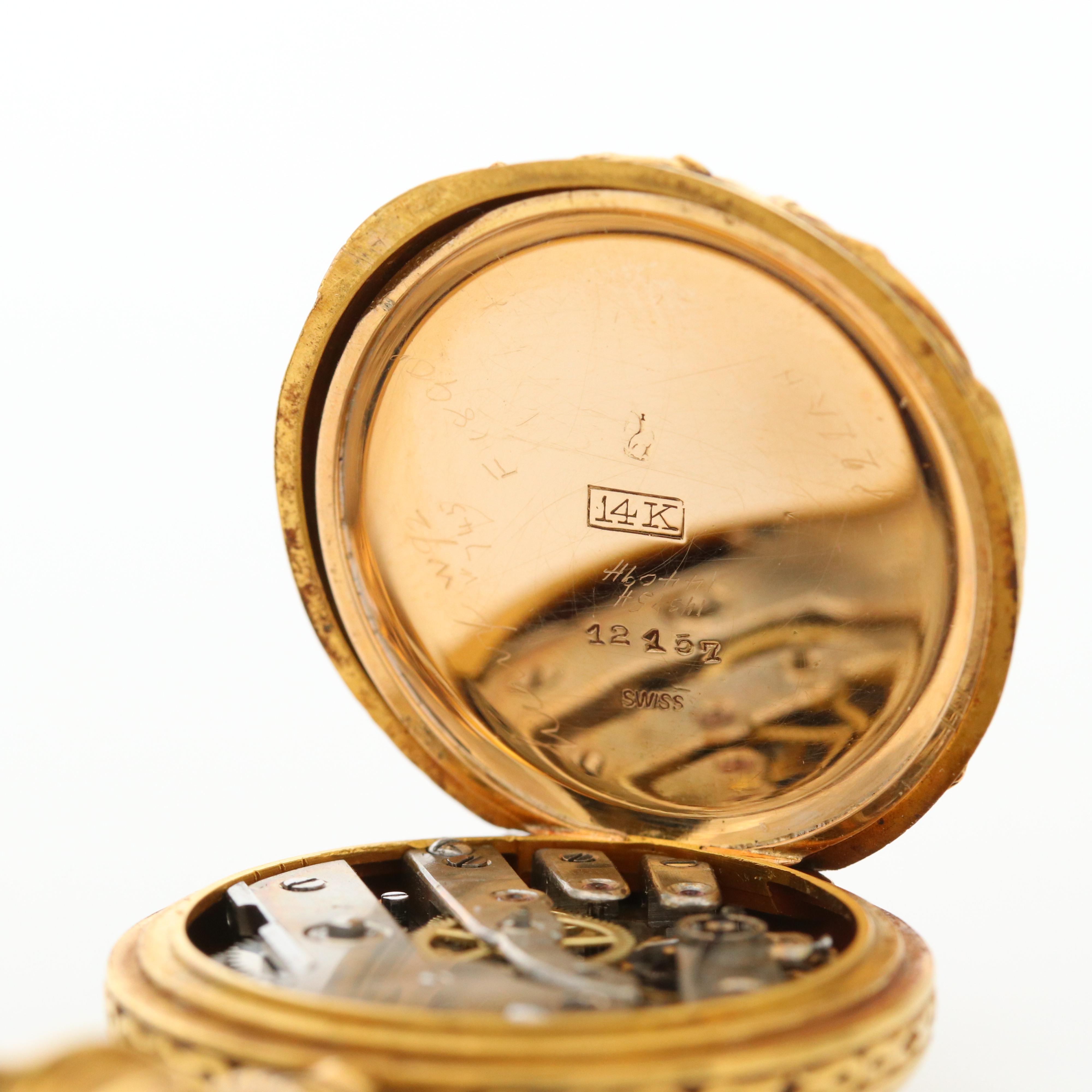 Vintage Swiss 18K Gold and Diamond Convertible Pocket Watch