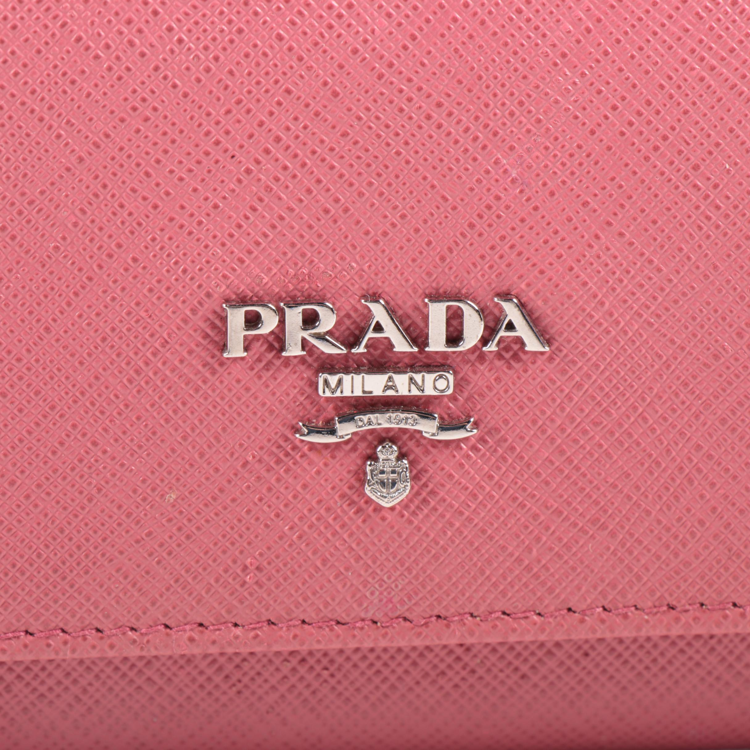 Prada Crossbody Wallet-on-Chain in Ibisco Saffiano Leather