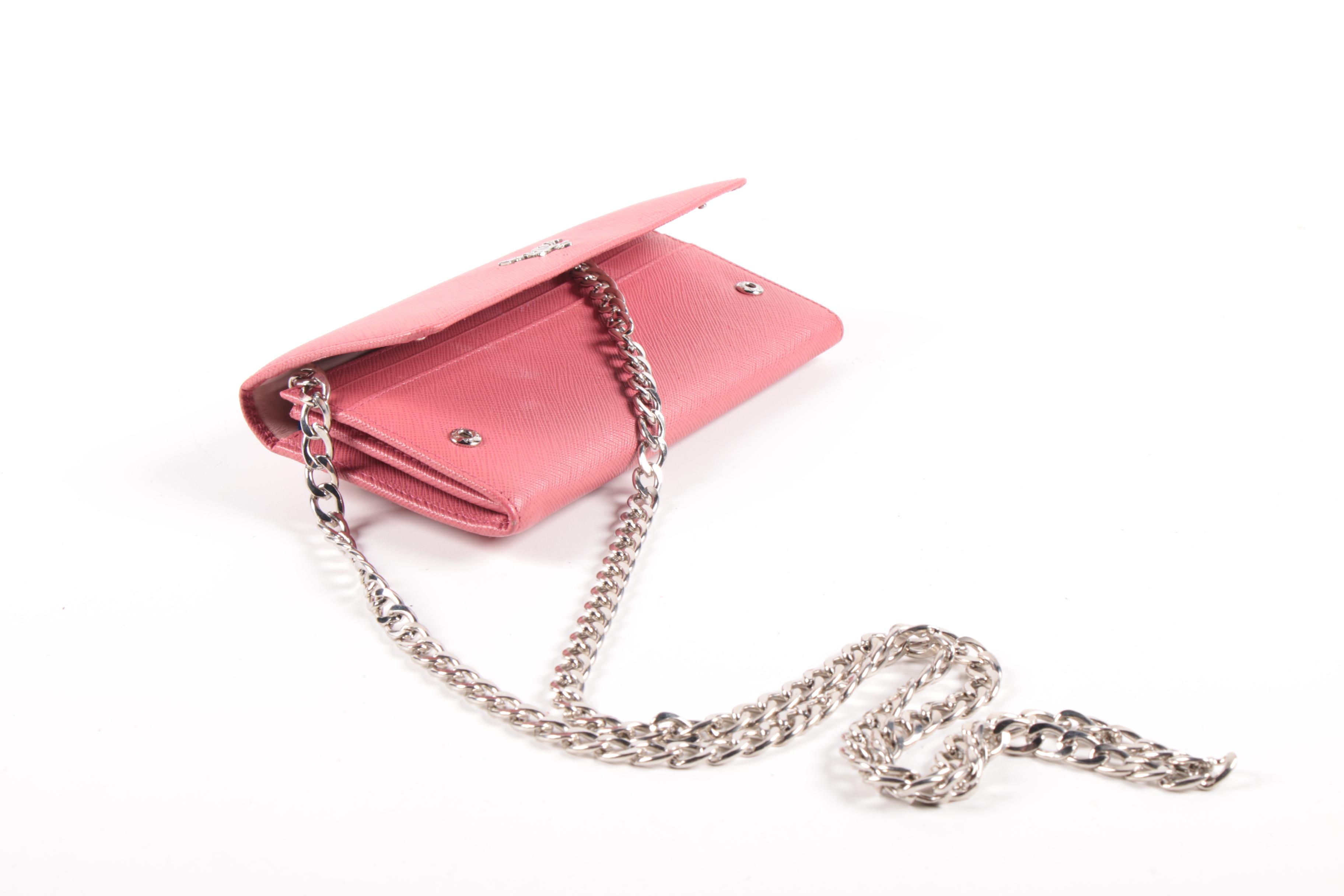 Prada Crossbody Wallet-on-Chain in Ibisco Saffiano Leather