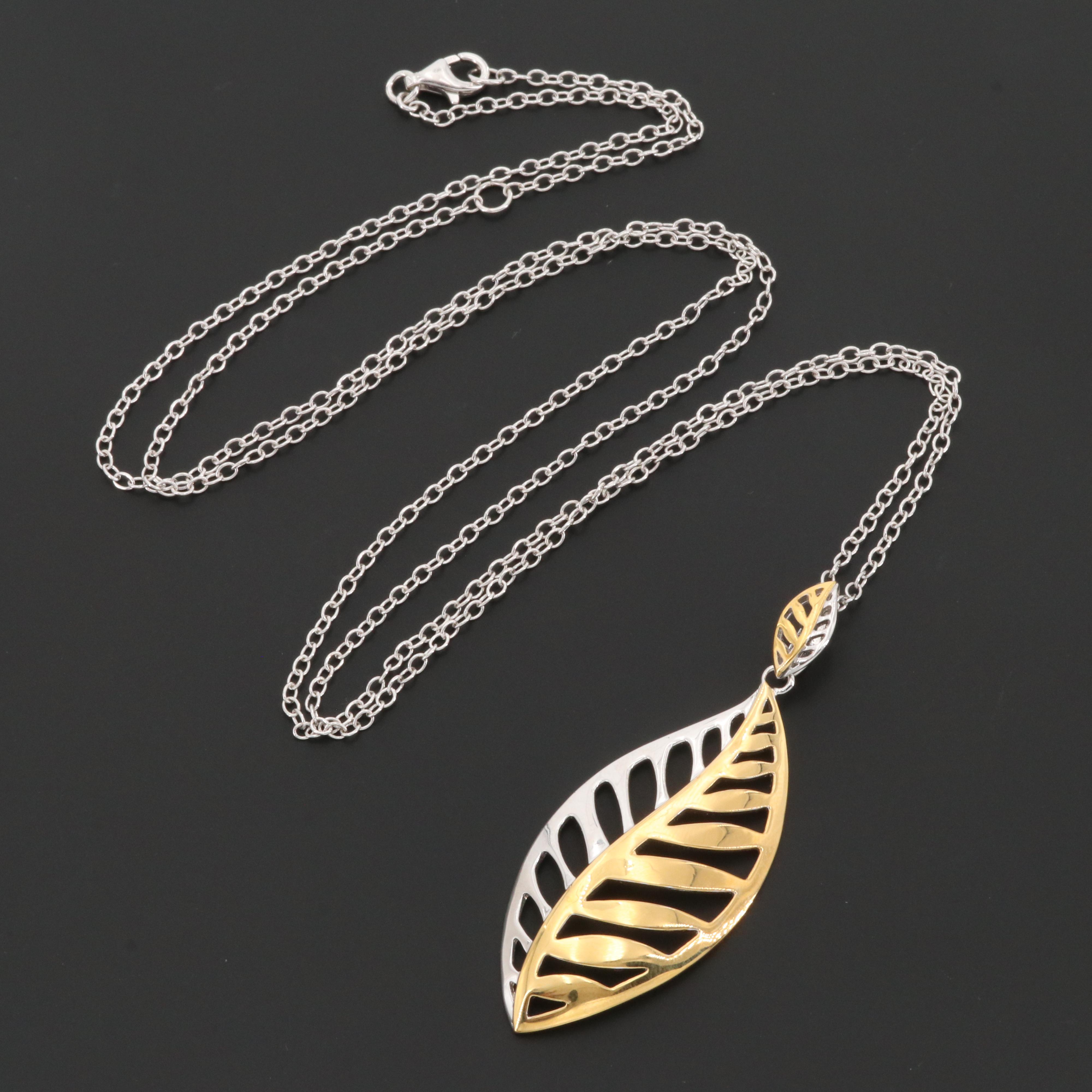 Elle Sterling Silver Leaf Pendant Necklace