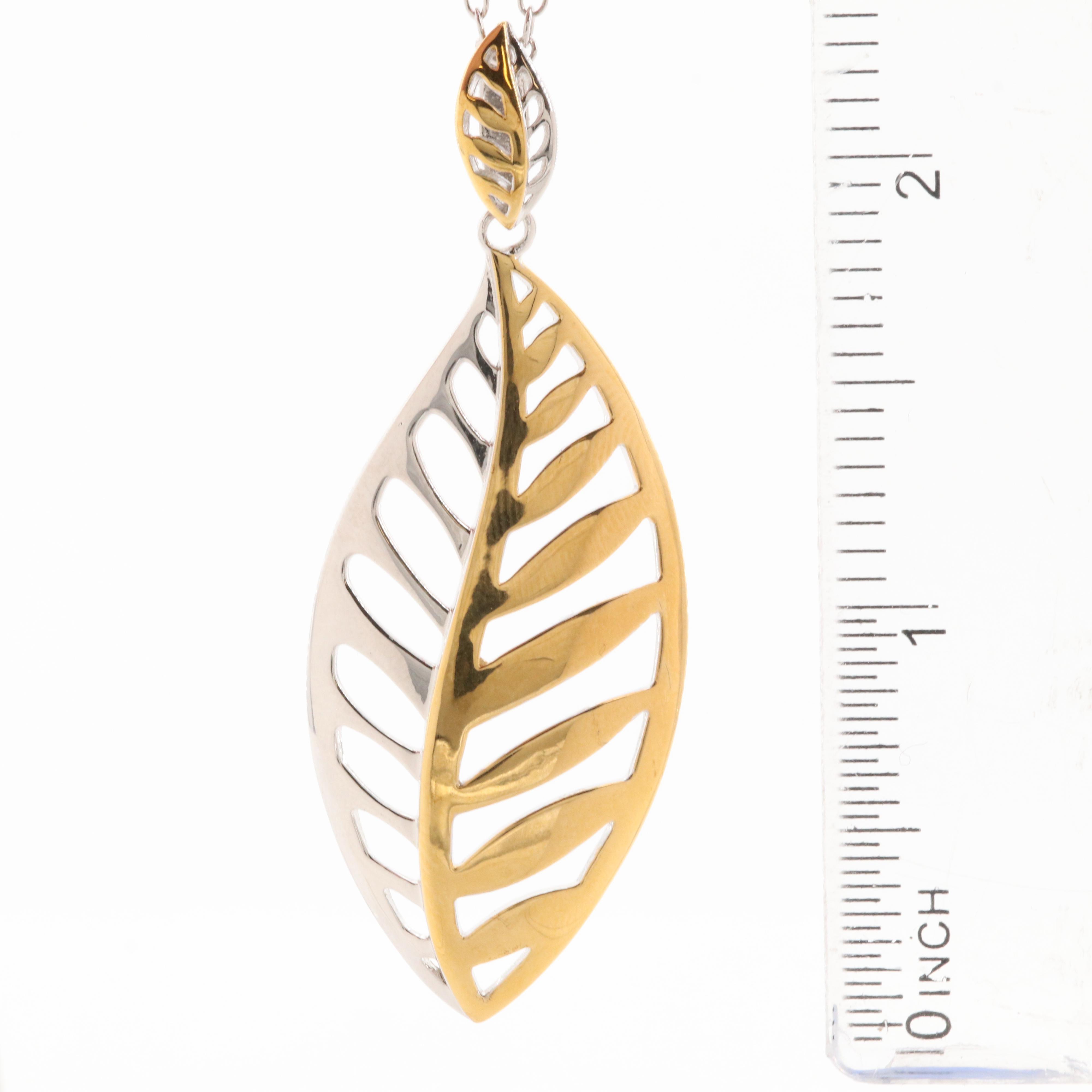 Elle Sterling Silver Leaf Pendant Necklace