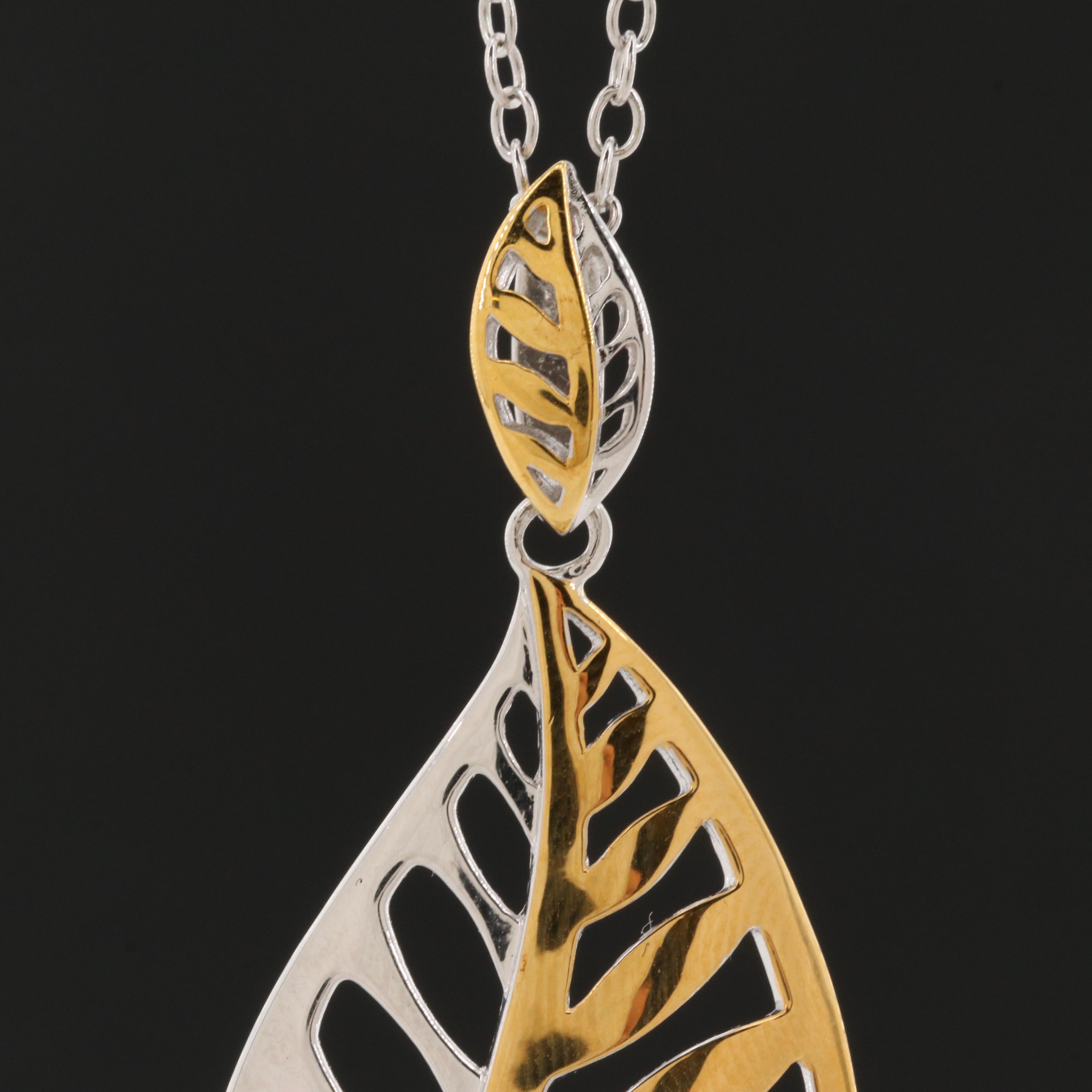 Elle Sterling Silver Leaf Pendant Necklace