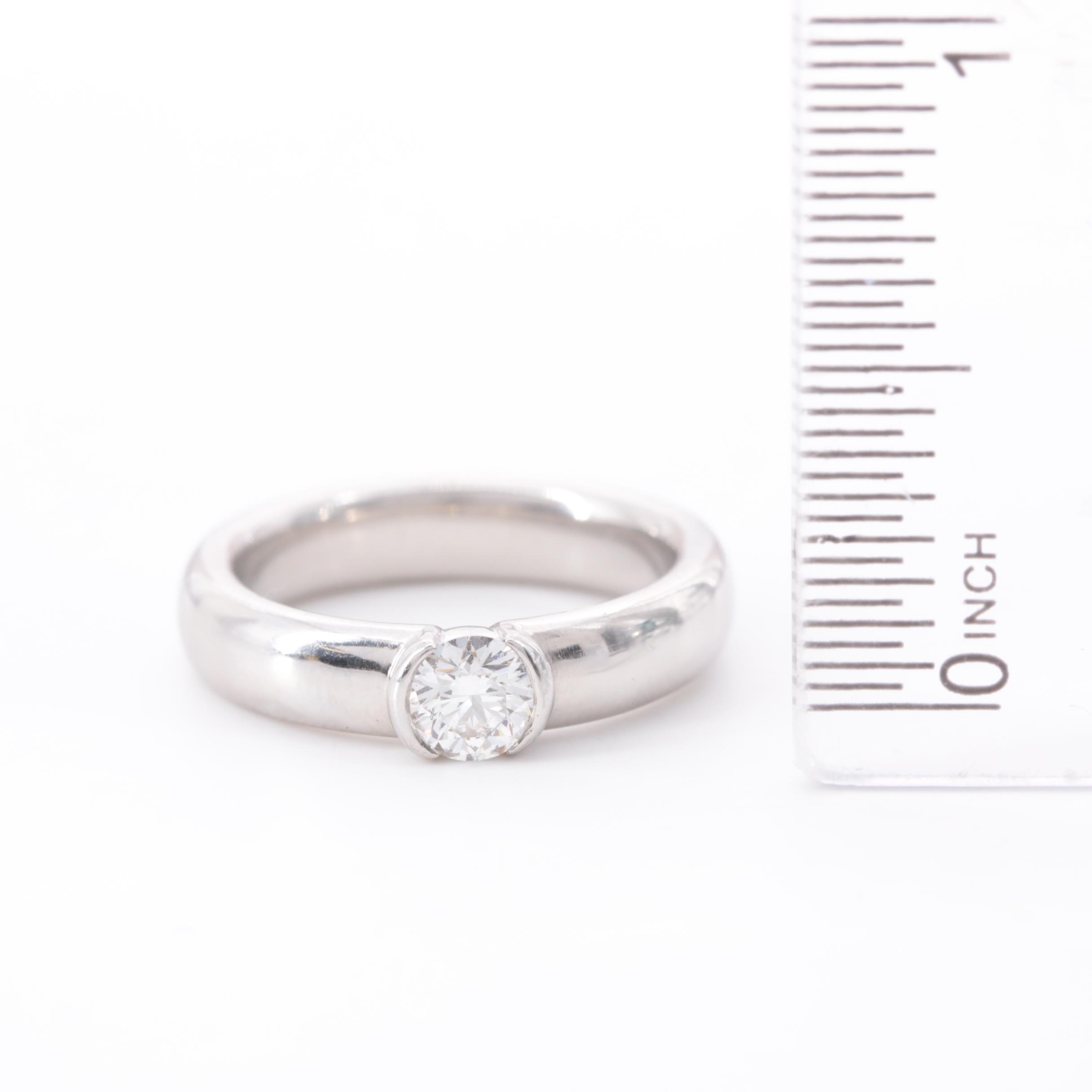 Tiffany & Co. "Etoile" Platinum Diamond Semi-Bezel Solitaire Ring