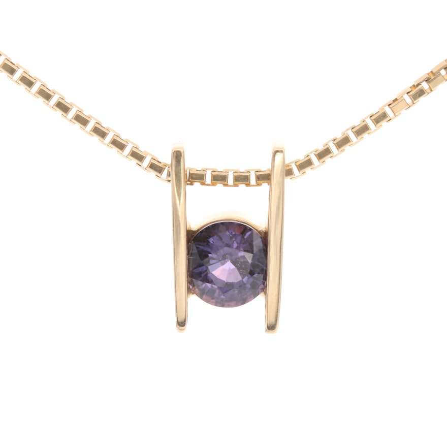 Handmade by Paolo 14K Yellow Gold 1.63 CT Sapphire Pendant Necklace