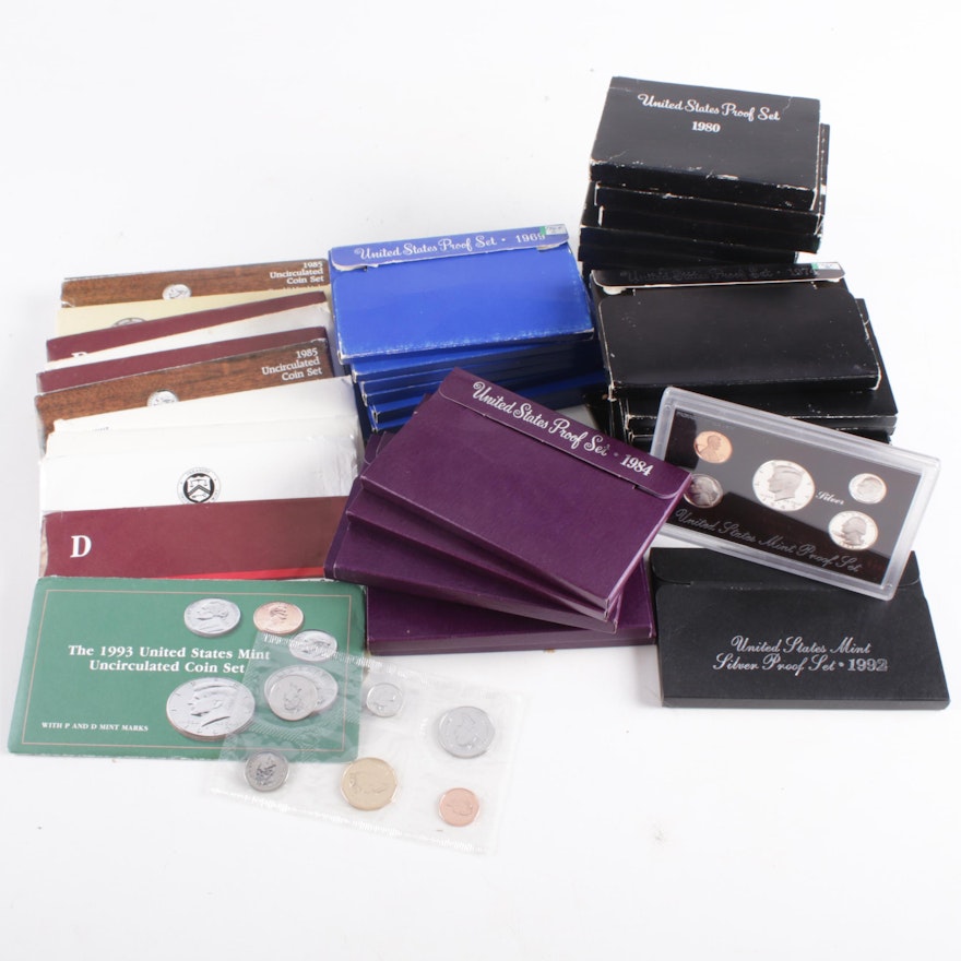 Fifty Proof and Uncirculated Coins Sets, 1969-1993