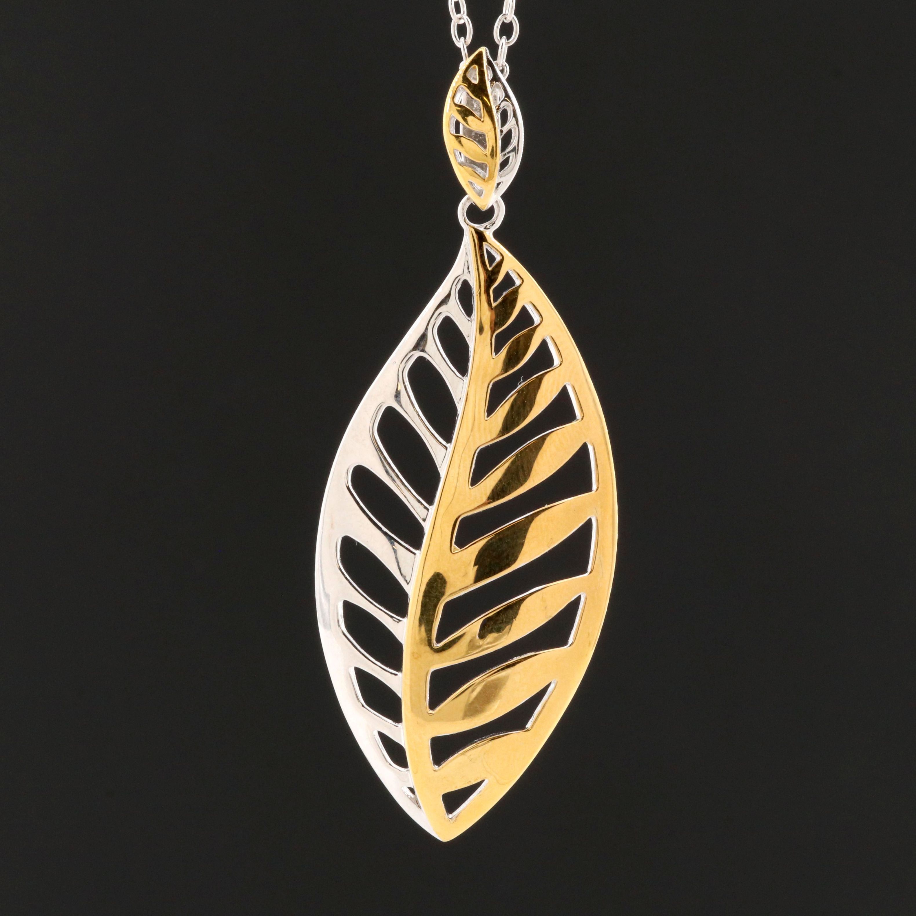 Elle Sterling Silver Leaf Pendant Necklace