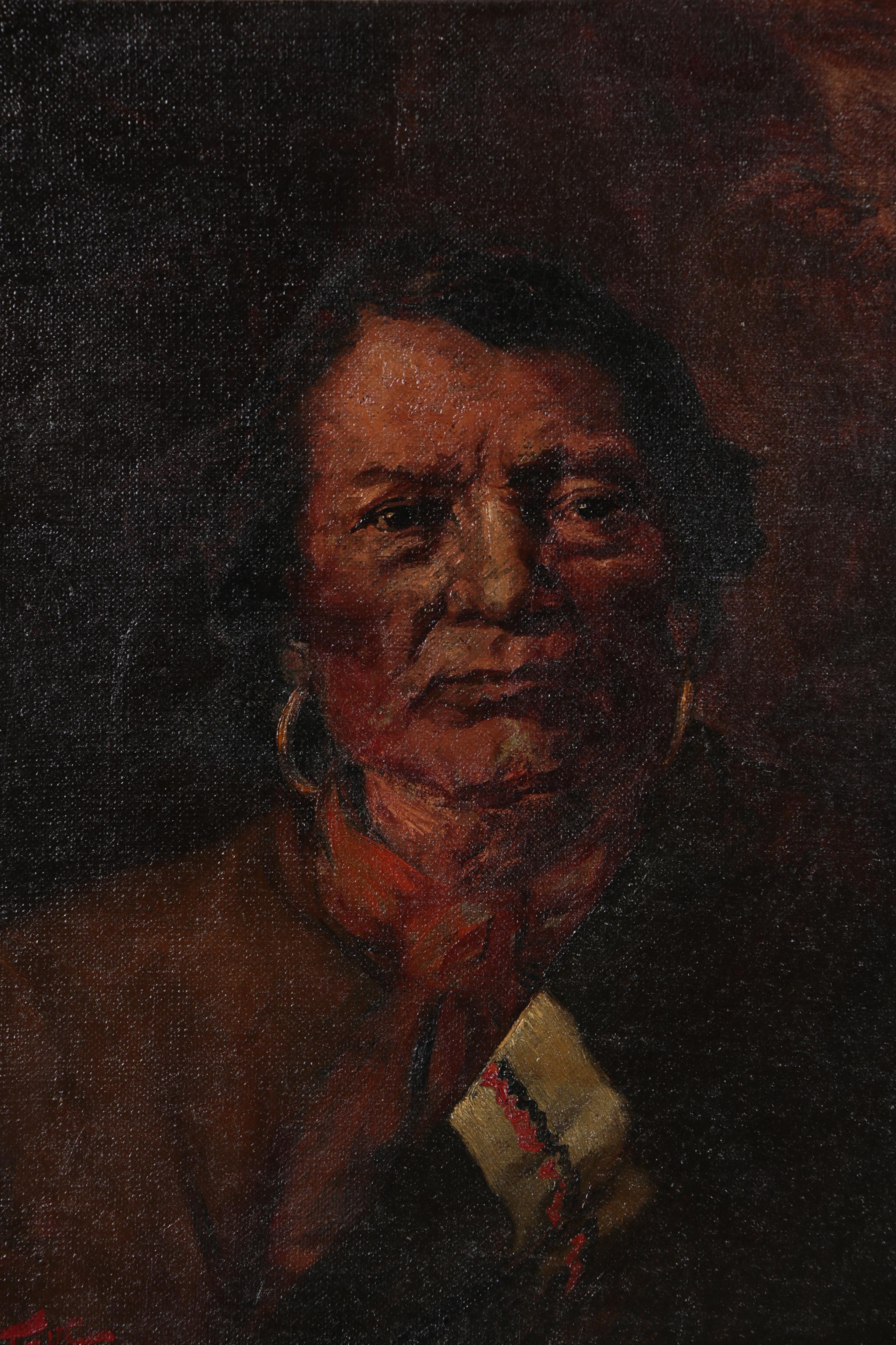 Carl Lotave 1905 Oil Portrait "Ignacio, Chief of the Utes"