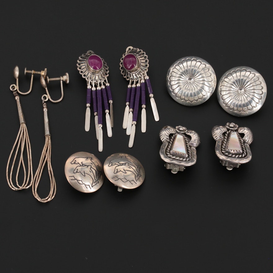 Southwestern Style and Native American Earrings Featuring N. Edsitty Navajo Diné