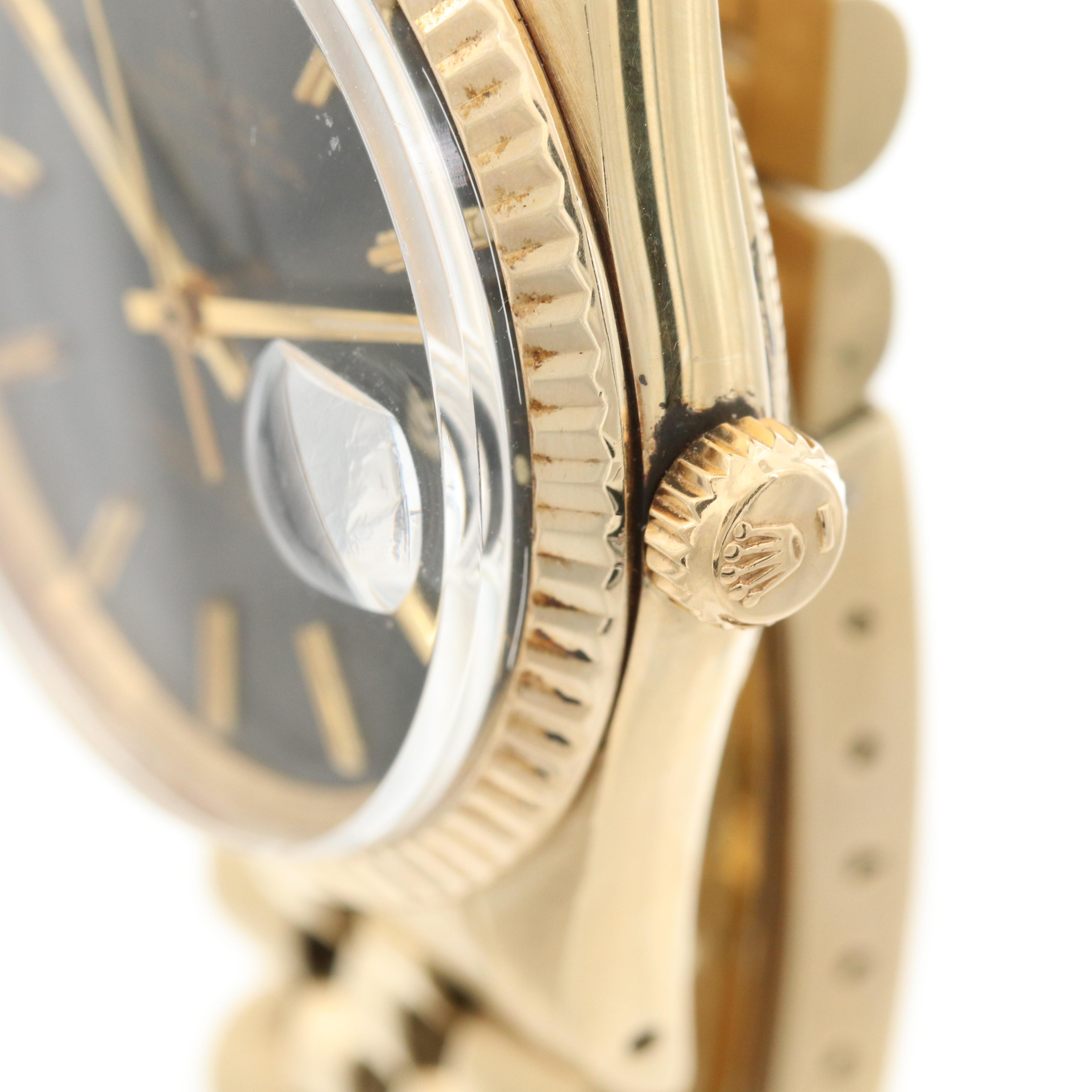 Rolex Datejust 14K Yellow Gold Watch with Black Dial, 1982