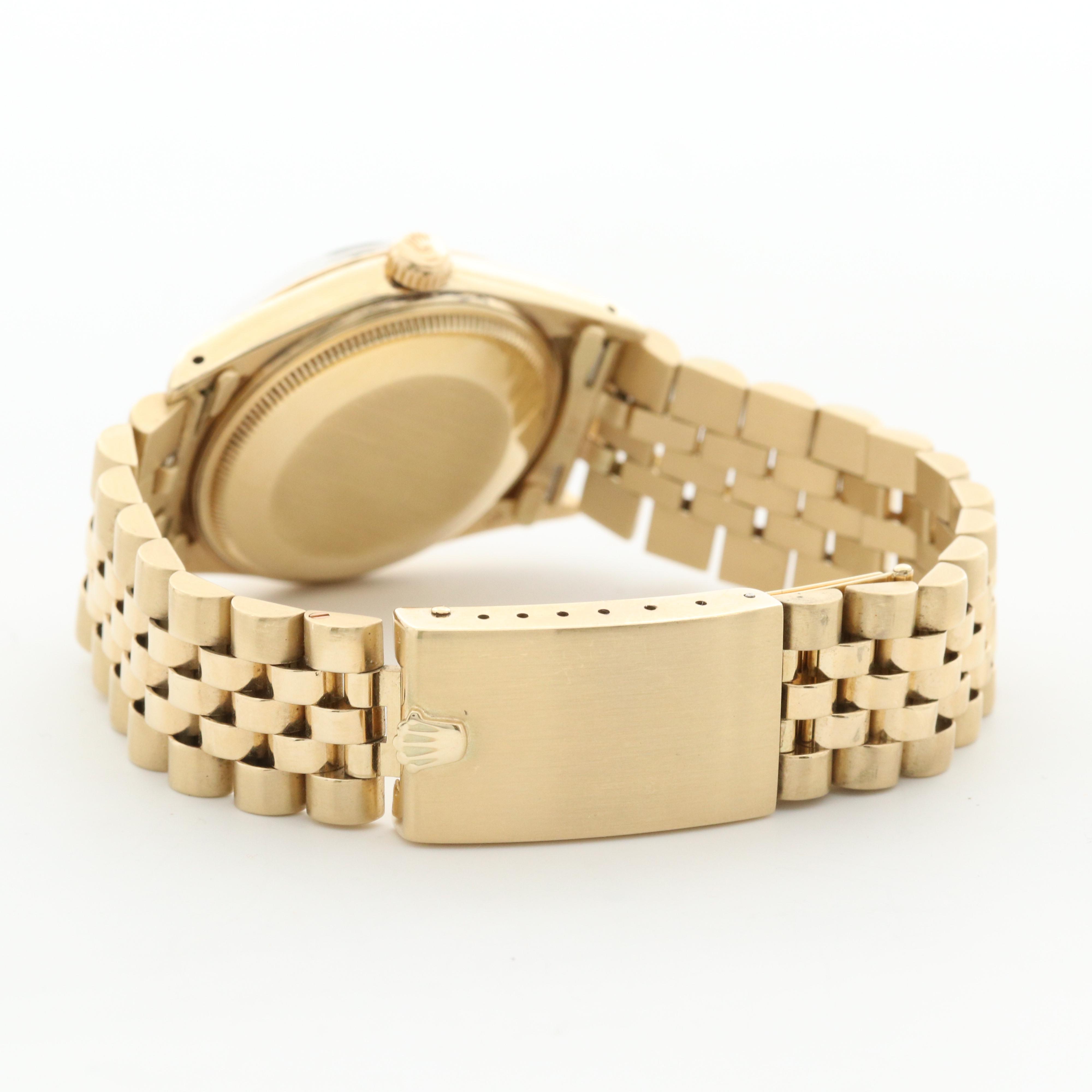 Rolex Datejust 14K Yellow Gold Watch with Black Dial, 1982