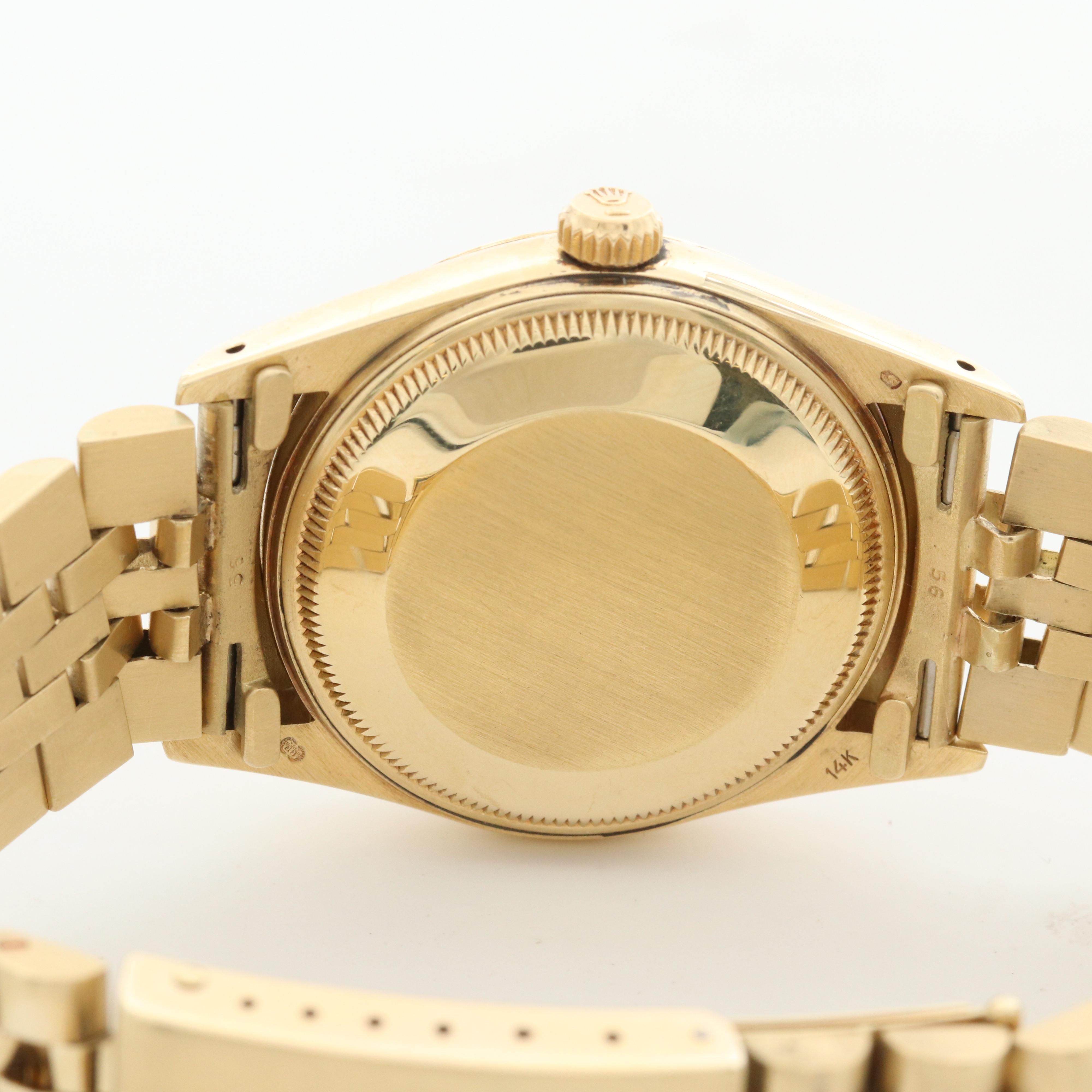 Rolex Datejust 14K Yellow Gold Watch with Black Dial, 1982